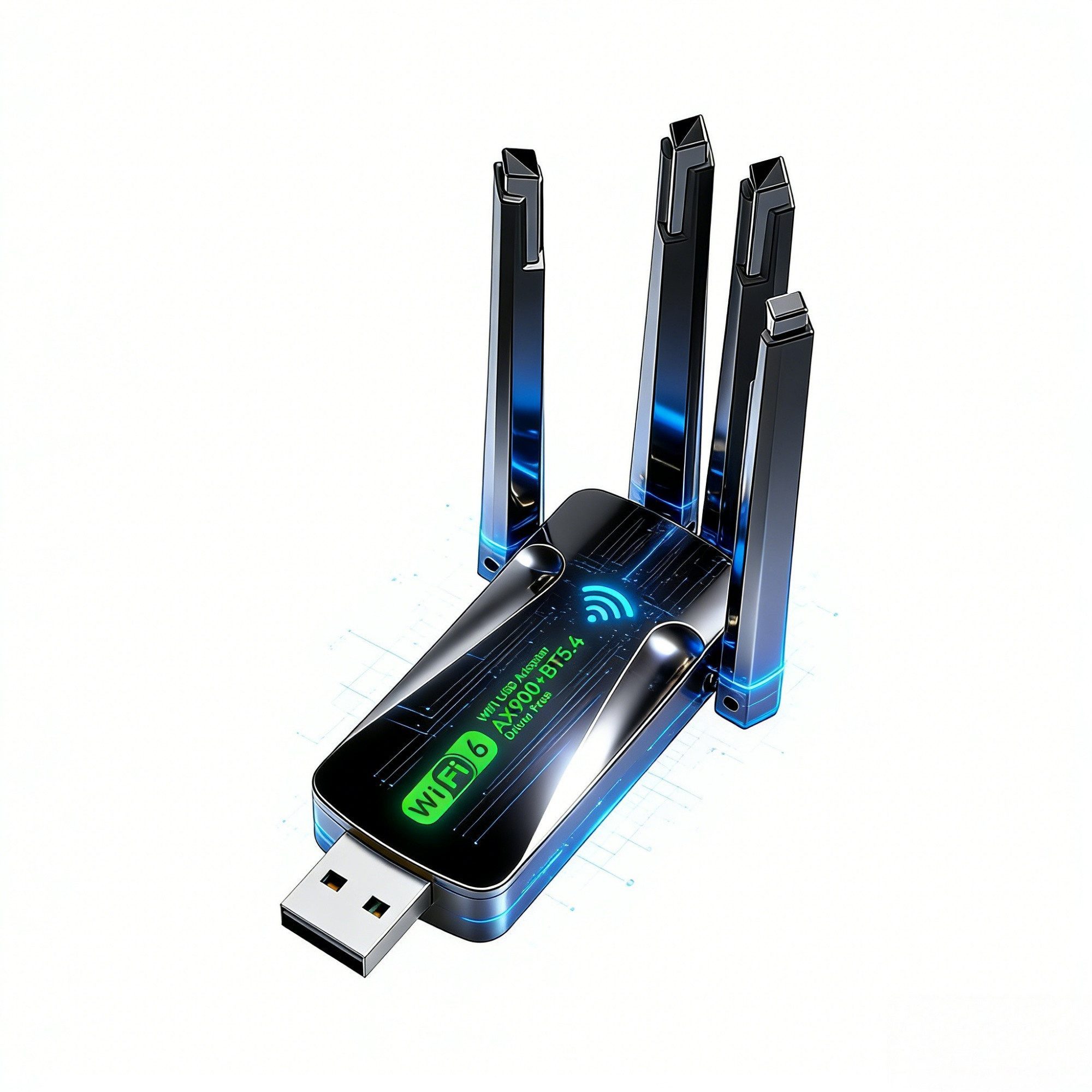 Forrlite WLAN-Stick WiFi 6 & Bluetooth 5.4 Stick, 1800Mbps Dual-Band WLAN Adapter, 4 Antennen, Plug & Play für Windows 10/11