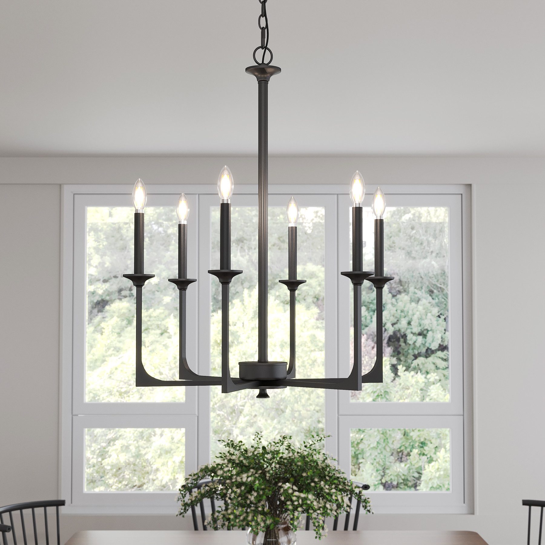 Tribesigns Hängeleuchte Wagenrad-Kronleuchter 72cm, 6x E14 (ohne Birnen), rustikal Deckenlampe, Metall, für Küche, Esszimmer, Hütte, Diele, Flur [Energy Class E]