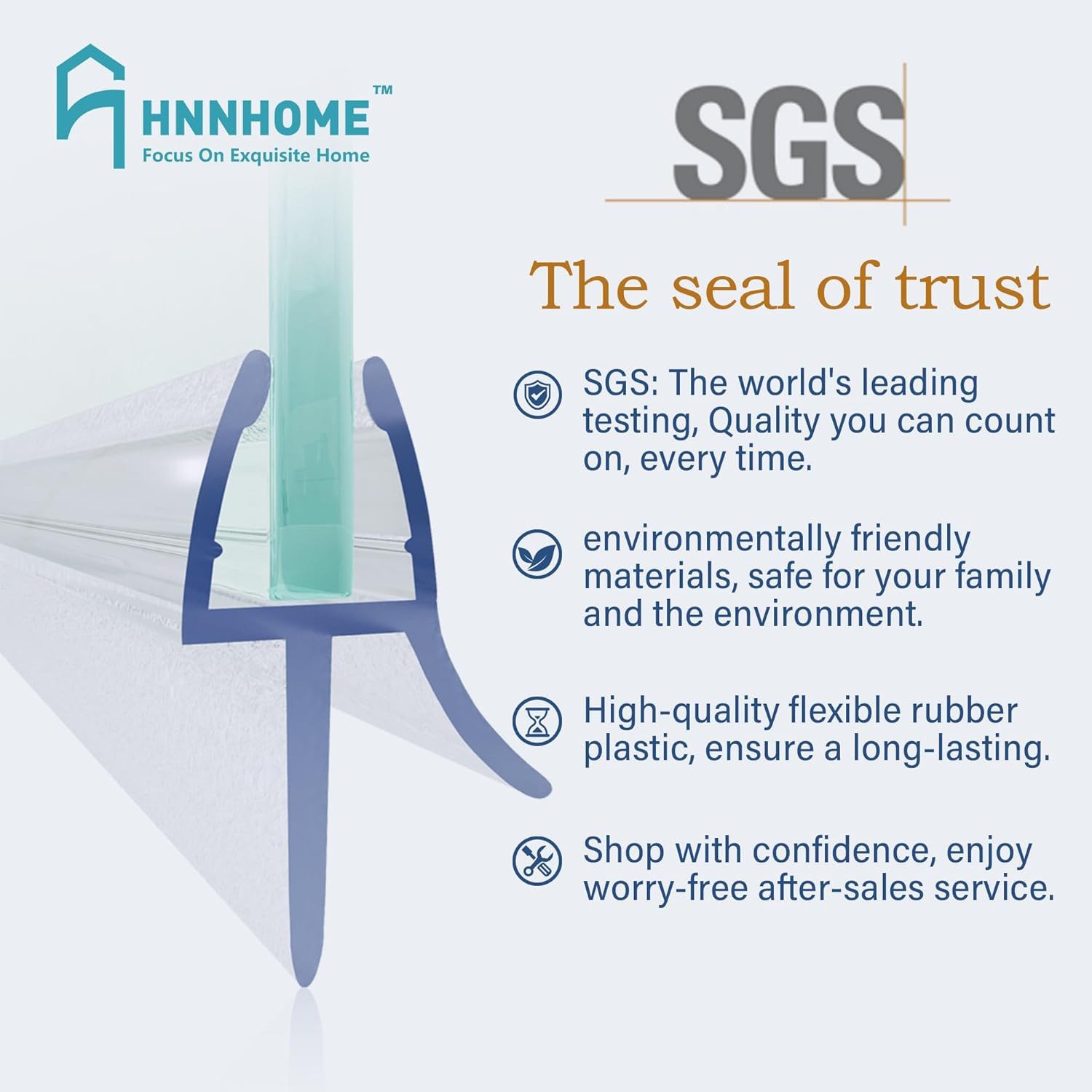 UE Stock Duschdichtung 2x1 Meter Duschtürdichtung Wasserabweiser Ersatzdichtung 6-8 mm, L: 100 cm, Einfache Installation