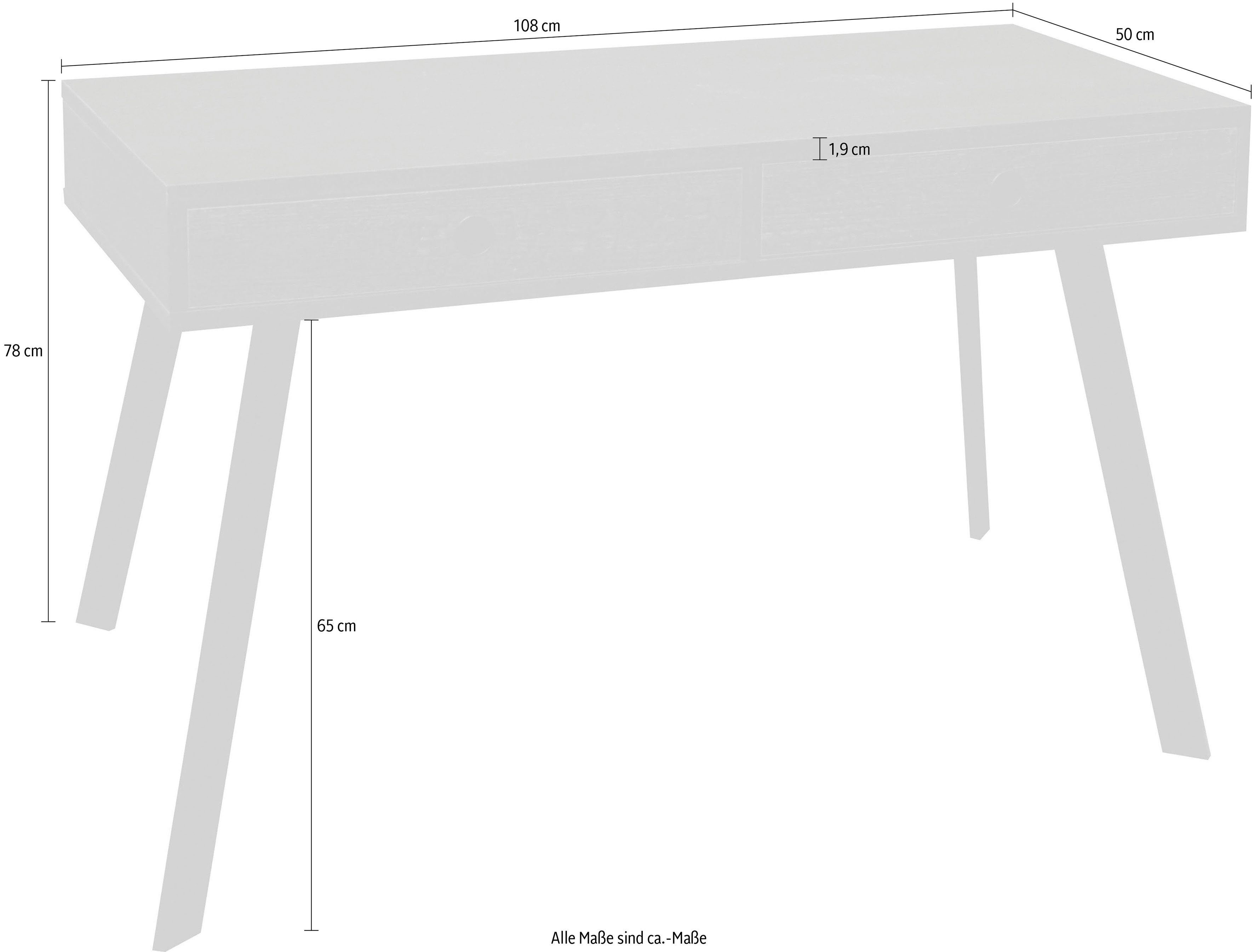 Breite Office, wood 108 | schwarz Big matt/flamed Mäusbacher flamed Schreibtisch System wood black black cm