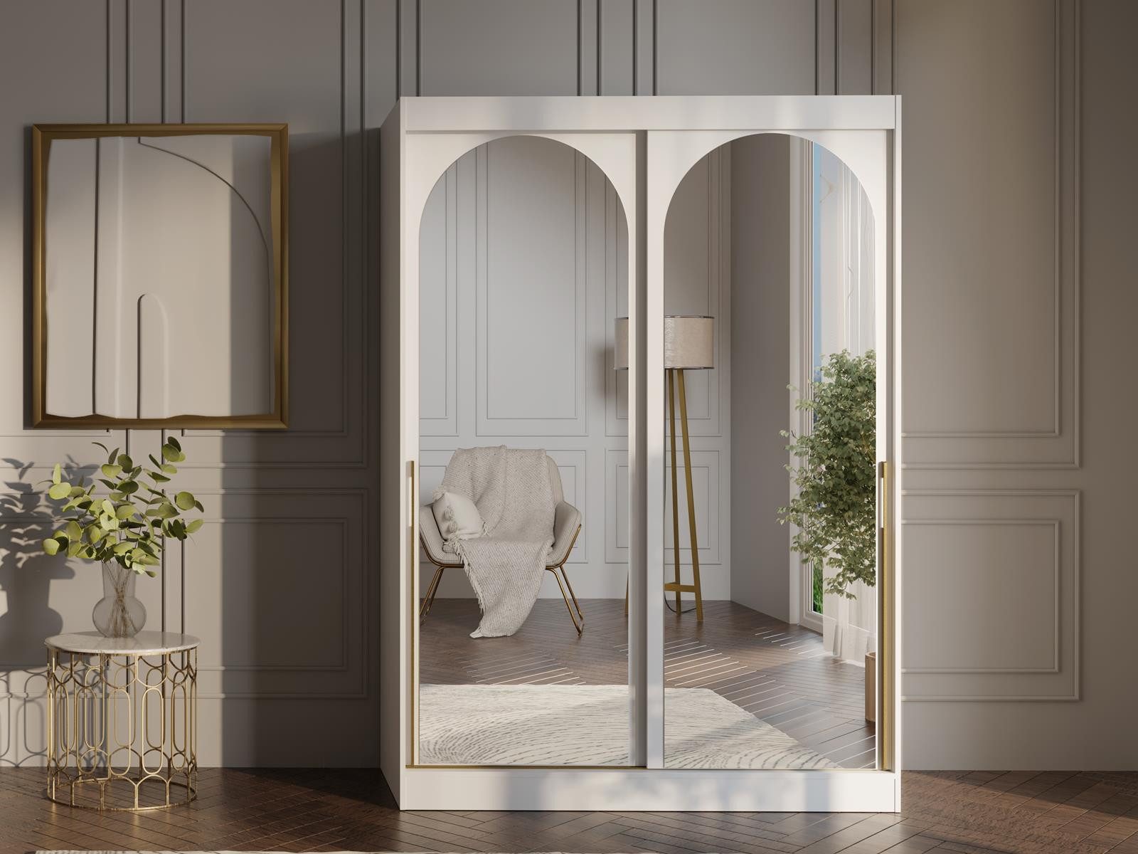 Compleo Kleiderschrank mit Spiegel 150 cm, breit LUCY, Ideal für den Flur M günstig online kaufen