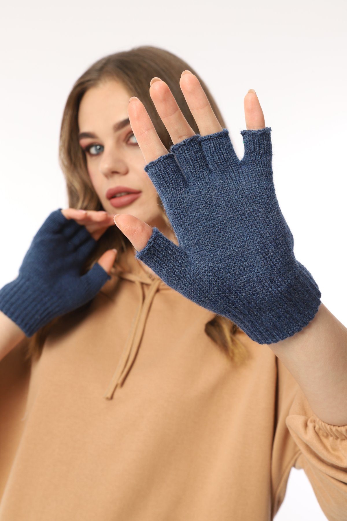 herémood Strickhandschuhe Fingerlose Winterhandschuhe Damen & Herren Acryl Thermo Halbfinger (Handschuhe gestrickt – Outdoor Sport Unisex 1 Paar Bewegungsfreiheit & Komfort, Elastisch, atmungsaktiv, langlebig – Perfekte Geschkenke)