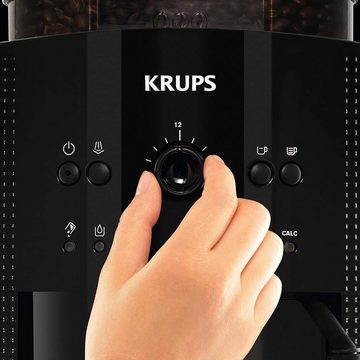 Krups Filterkaffeemaschine EA81, Krups Kaffeevollautomat Arabica Picto 15 bar 1450W + EMSA Travel Mug (automatische Reinigung, 2-Tassen-Funktion, Milchsystem mit CappucinoPlus-Düse, Kaffeemaschine, schwarz