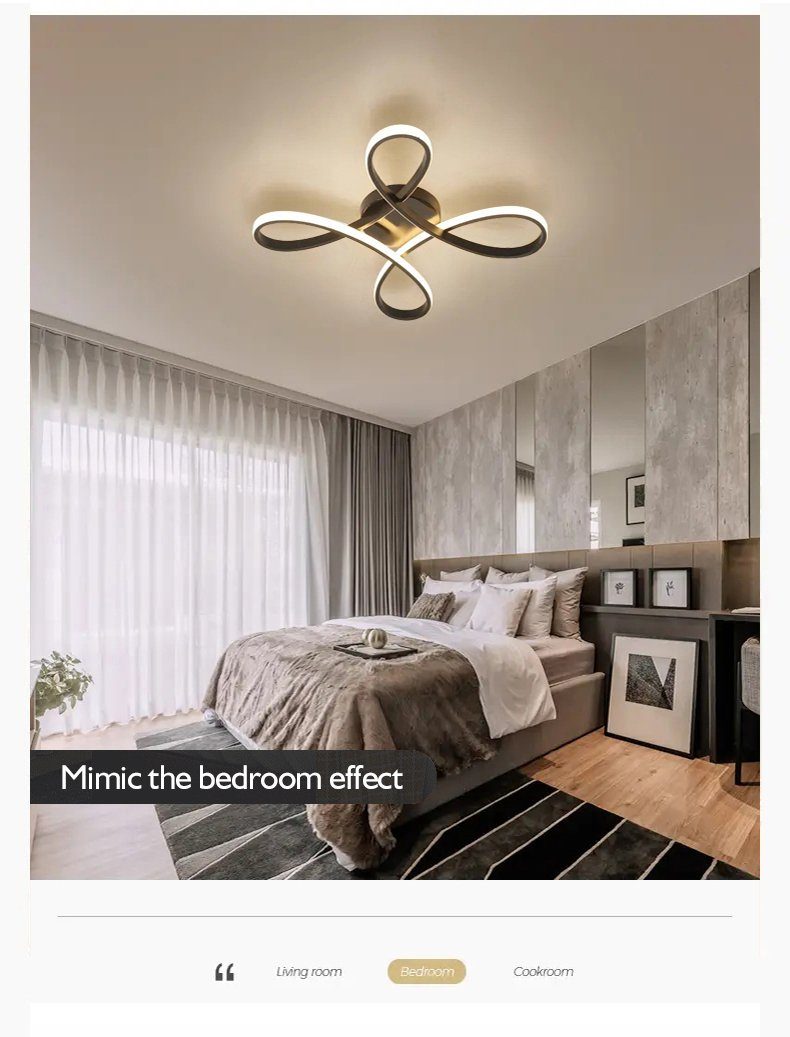 Daskoo Deckenleuchten 44W Dimmbar Stufenloses LED Dimmen, integriert, Schwarz LED Warmweiß/Neutralweiß/Kaltweiß, Fernbedienung fest mit Deckenleuchte Wohnzimmer, Deckenlampe LED Modern