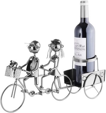 BRUBAKER Weinflaschenhalter Paar auf Tandem Flaschenhalter, (inklusive Grußkarte), Weinhalter Metall Skulptur, Wein Geschenk