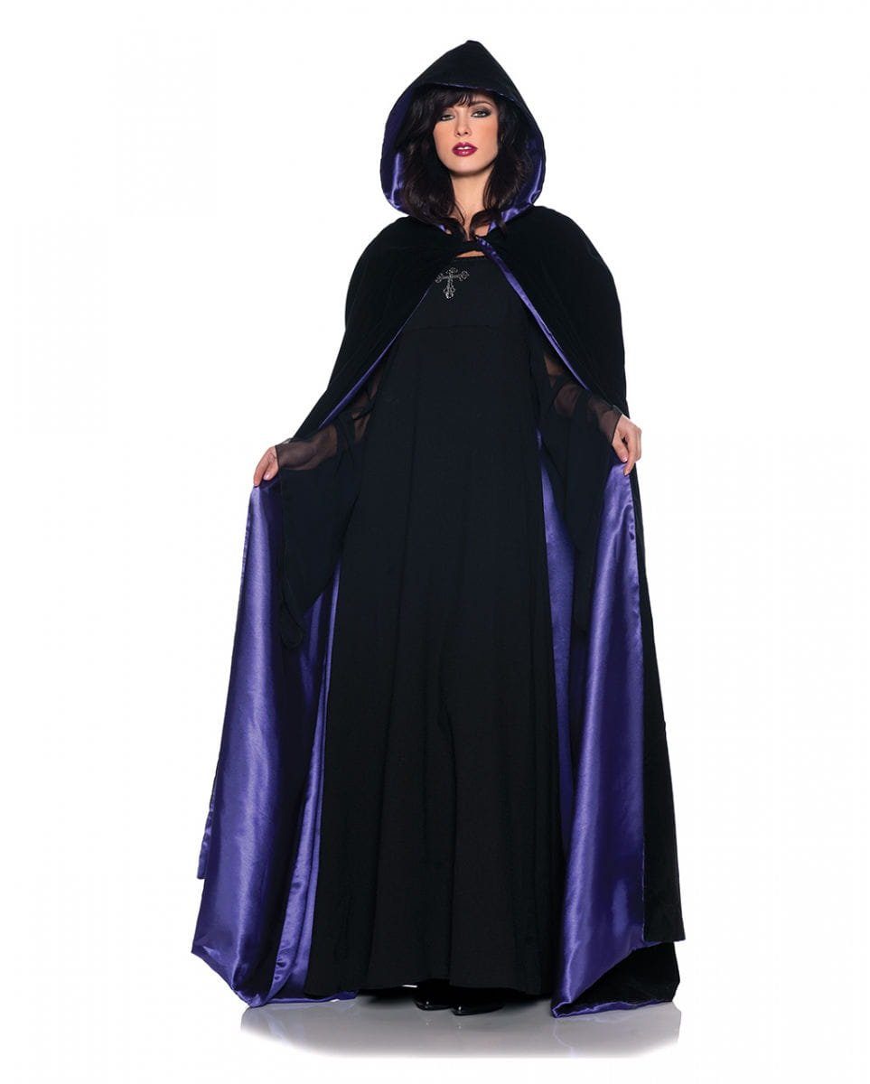 Vampir-Kostüm Dracula & Vampirumhang mit Kapuze violett