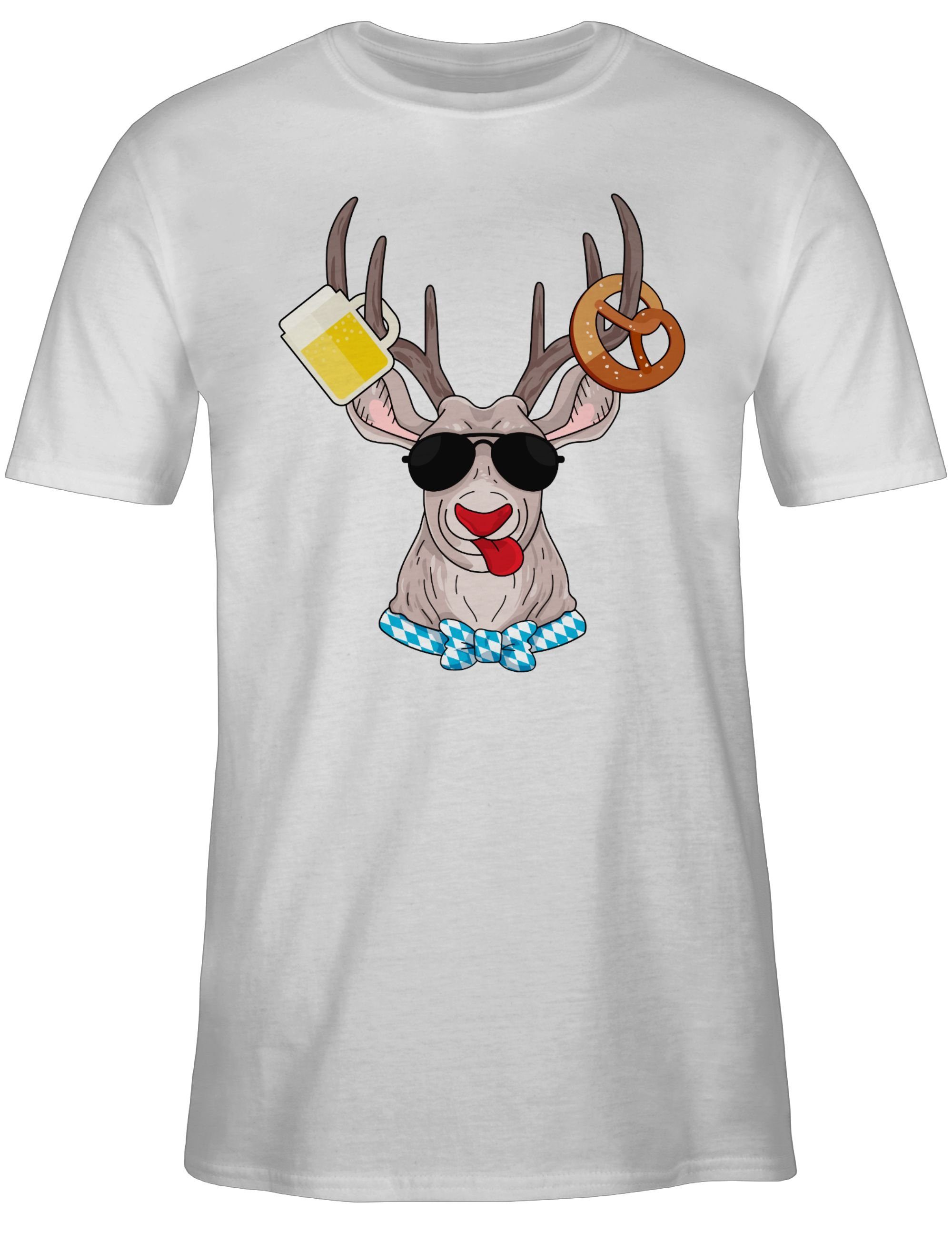 Hirsch 3 Herren Oktoberfest Oktoberfest T-Shirt Mode Shirtracer Weiß für