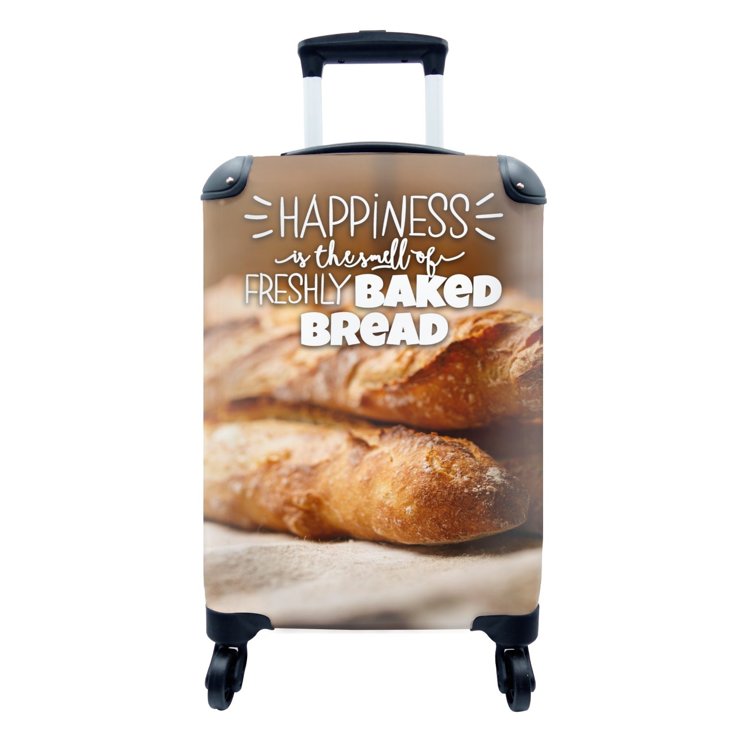 Duft ist Rollen, frisch Handgepäckkoffer Trolley, Reisetasche - 'Glück -, MuchoWow Zitate Reisekoffer von Brot' 4 Ferien, rollen, Handgepäck der gebackenem für mit