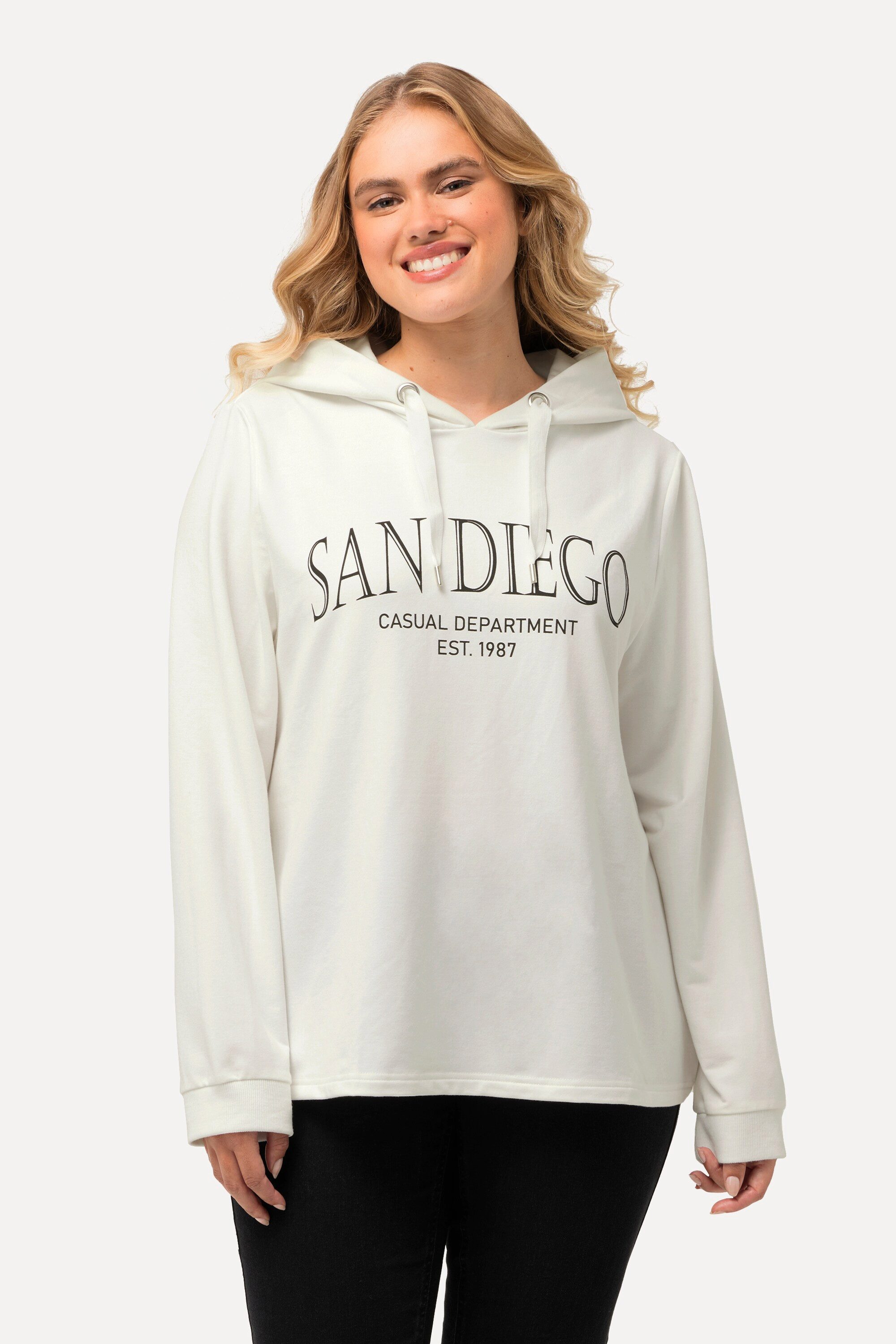 Ulla Popken Sweatshirt Hoodie Städtenamen Kapuze günstig online kaufen