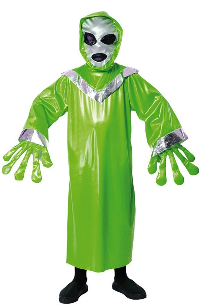 CHAKS Kostüm Alien Kostüm für Kinder - Grün - Ausserirdischer Ufo Galaxy  Weltraum Monster Halloween Fasching Kindergeburtag
