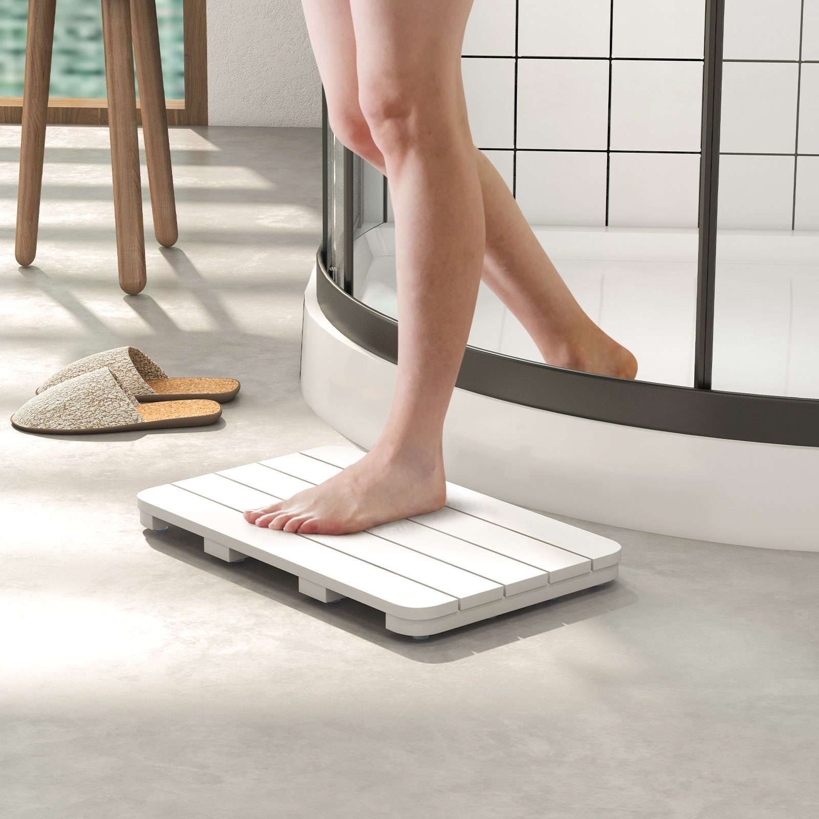 COSTWAY Badematte Saunabodenrost, Lamellendesign, HIPS-Material, rutschfest günstig online kaufen