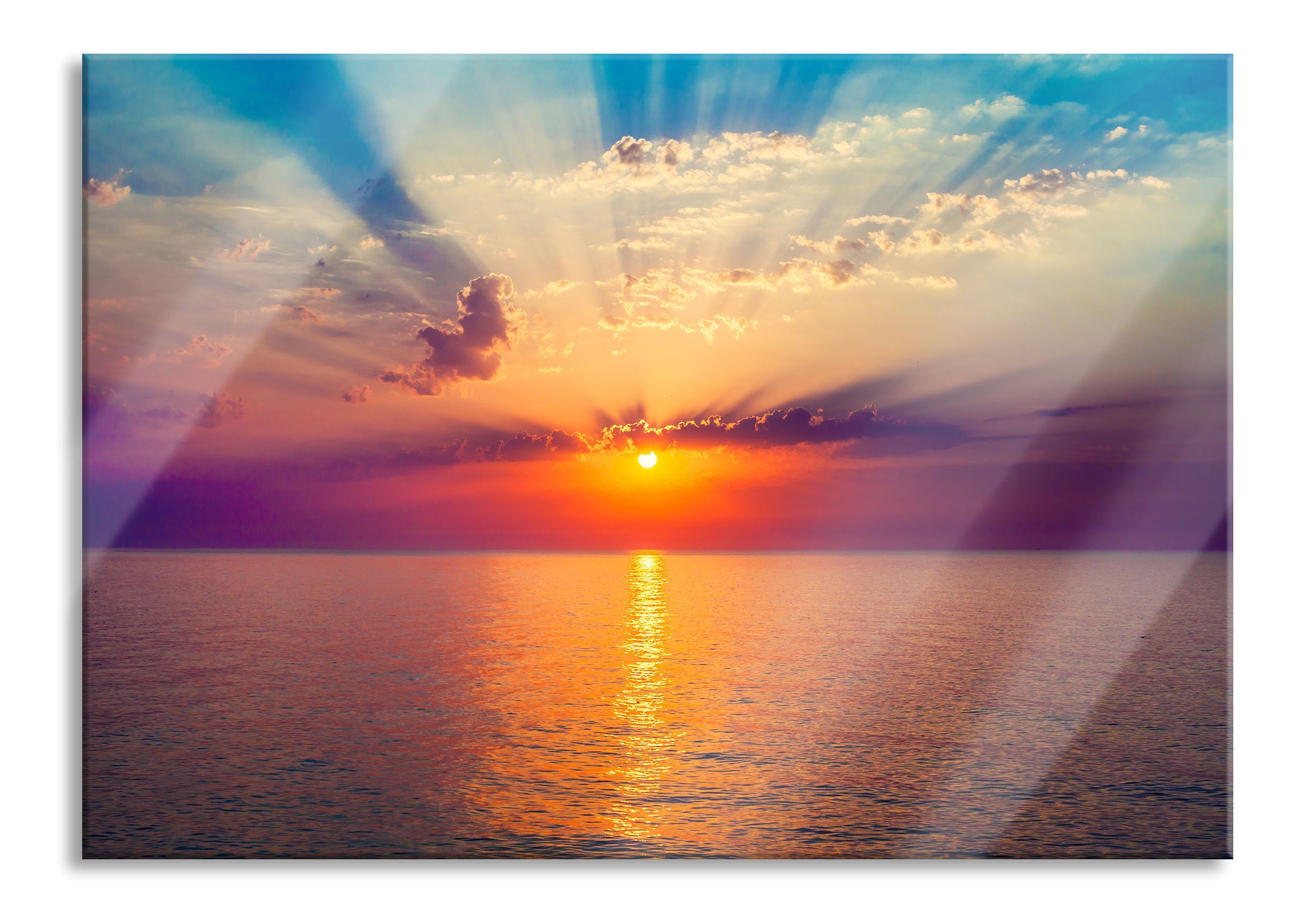 Glasbild Meer im Sonnenaufgang