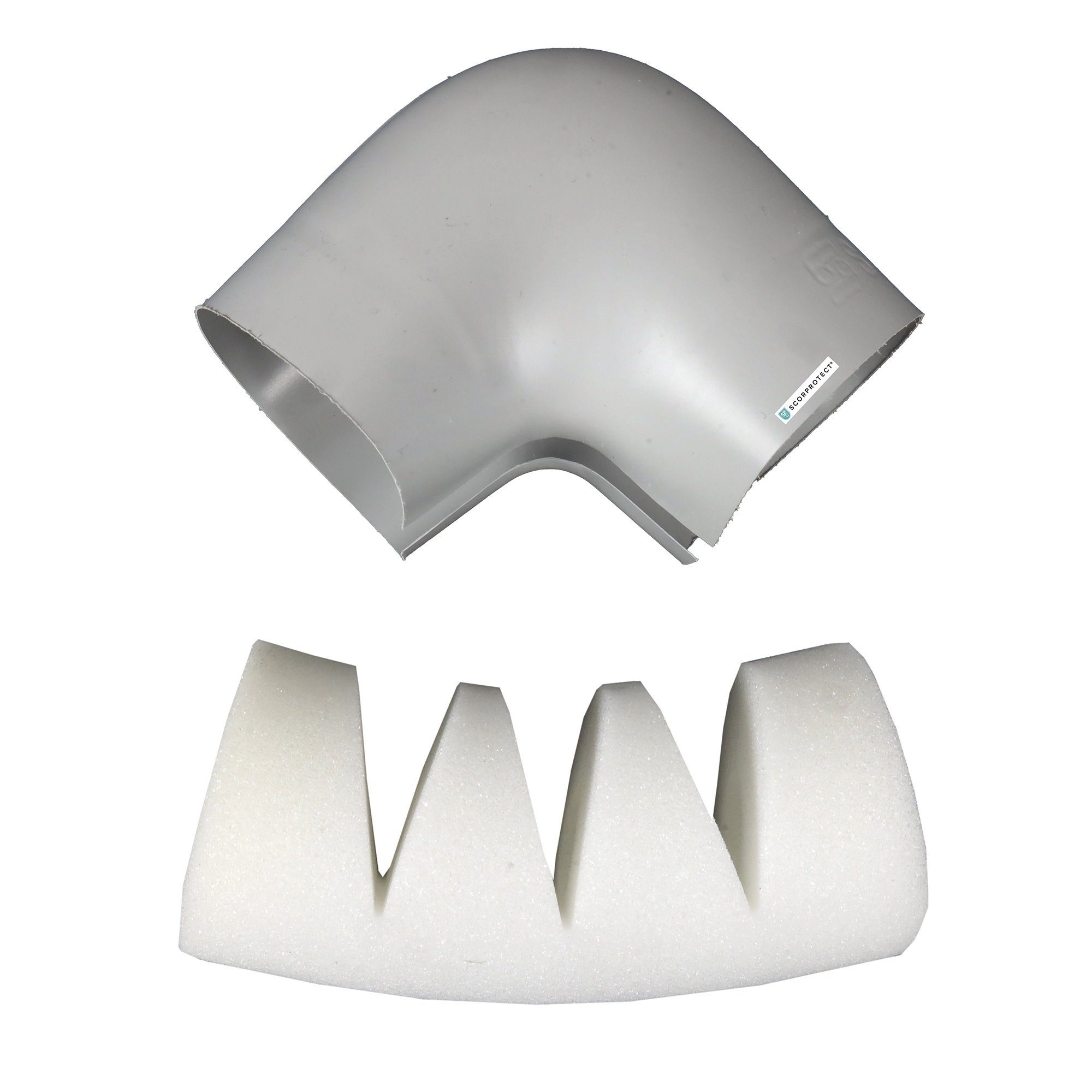 Scorprotect® Steinwolle PVC Isolierbogen mit weicher Dämmeinlage 90 Grad hellgrau