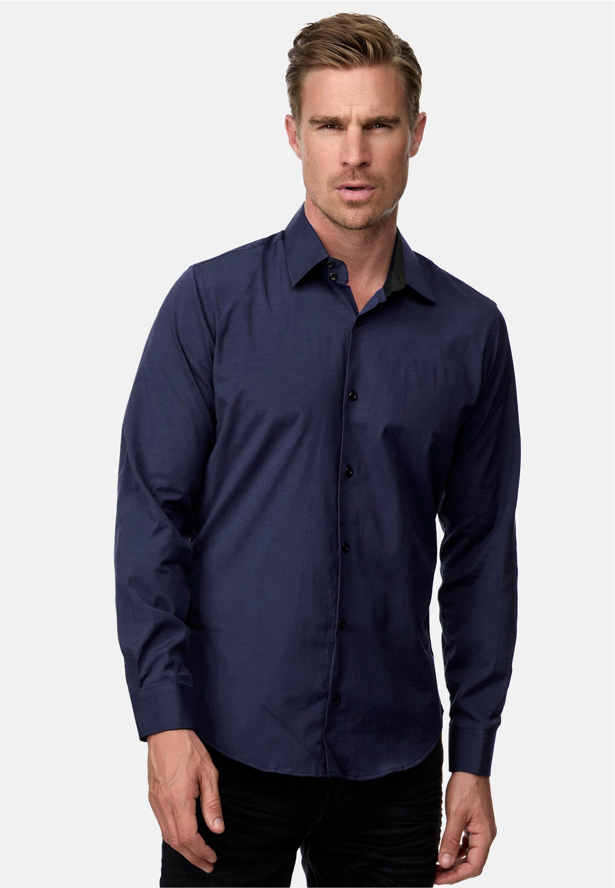 Rusty Neal Langarmhemd Langarm im Slim-Fit günstig online kaufen