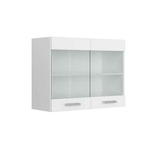 Vicco Glashängeschrank Hängeschrank Küche 80 cm R-Line Weiß Landhaus