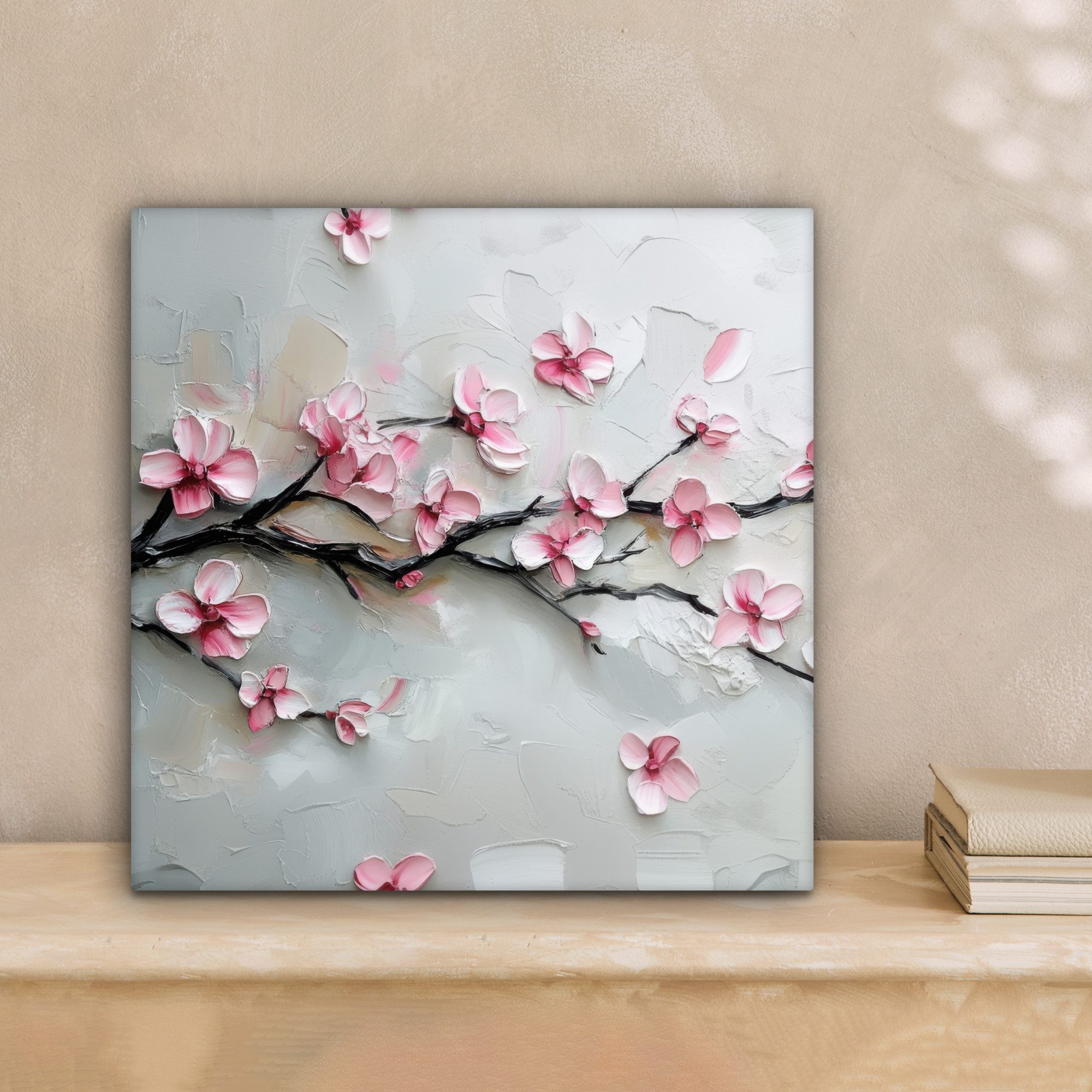 OneMillionCanvasses® Leinwandbild Blüte - Künstlerisch - Rosa - Sakura, Fotodruck (1 St), Wandbild, Deko Schlafzimmer Wohnzimmer Flur 20x20 cm