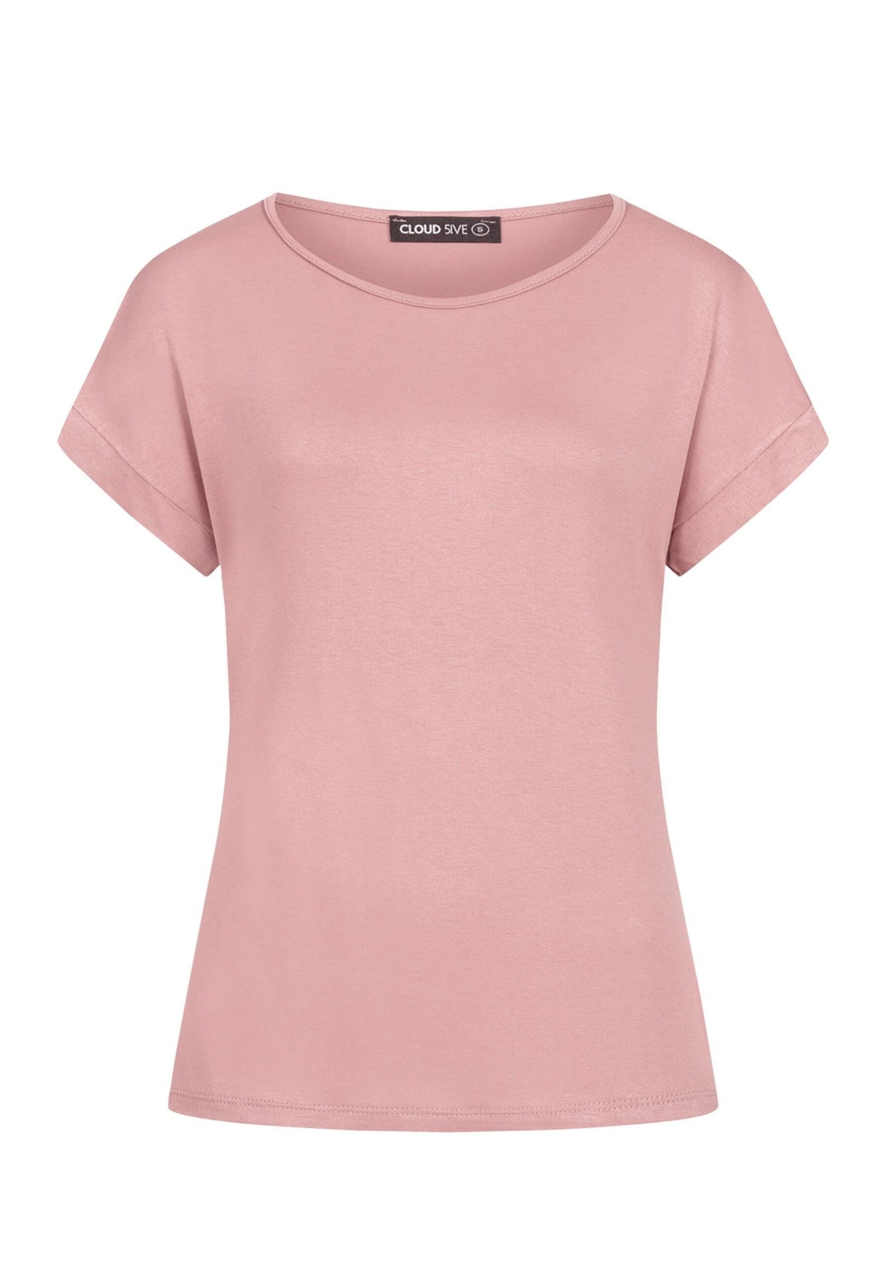 CLOUD 5IVE T-Shirt CLOUD 5IVE Viskose T-Shirt mit Ärmelumschlag und Rundhal günstig online kaufen