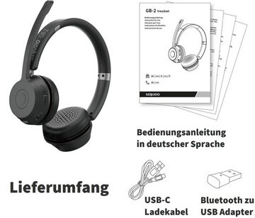 GEQUDIO GB-2 Bluetooth Headset (Wireless Kopfhörer mit Mikrofon / USB-Adapter / Geräuschunterdrückung)