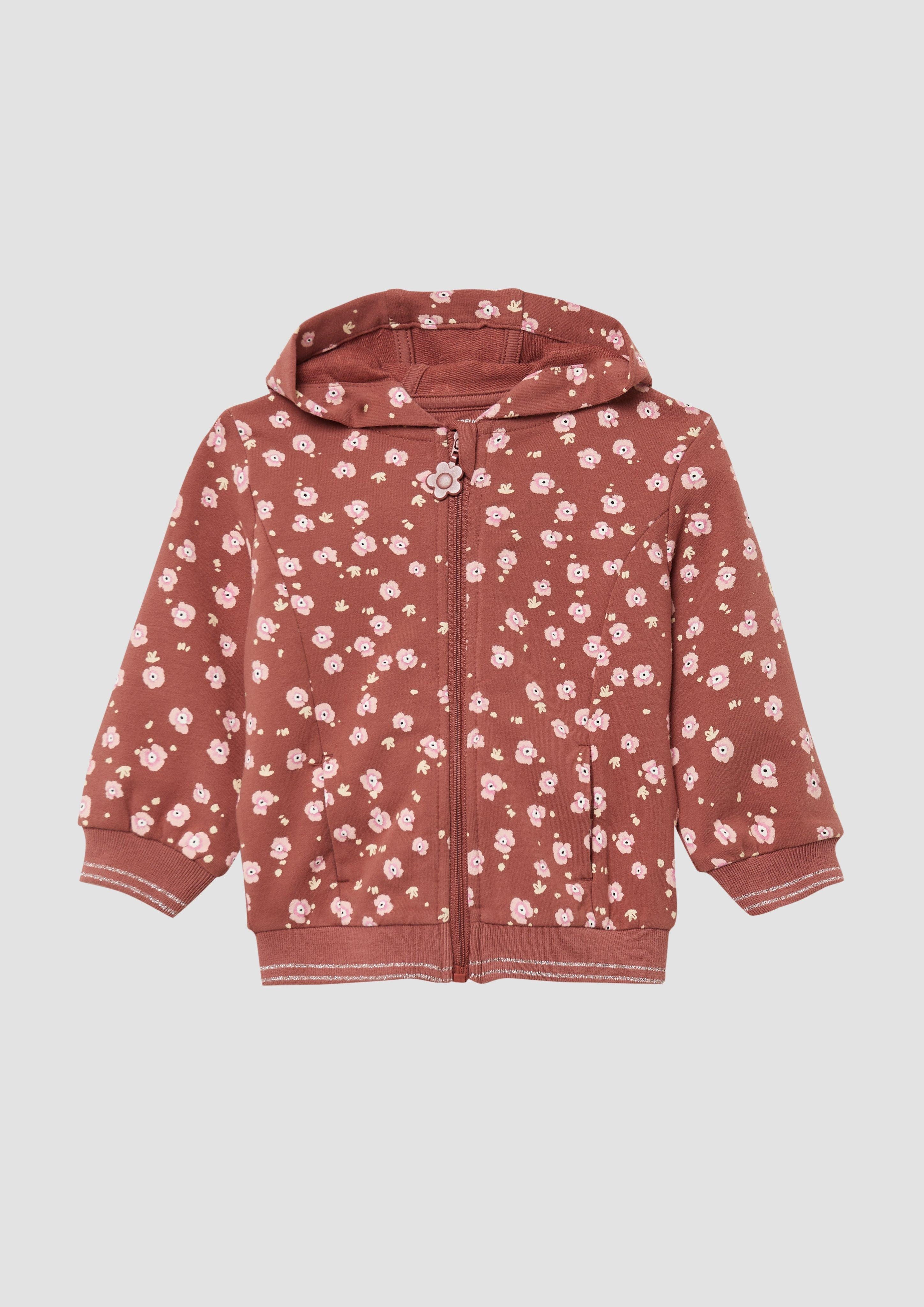 s.Oliver Outdoorjacke Leichte Sweatjacke mit Kapuze und Glitzer-Details Teilungsnähte