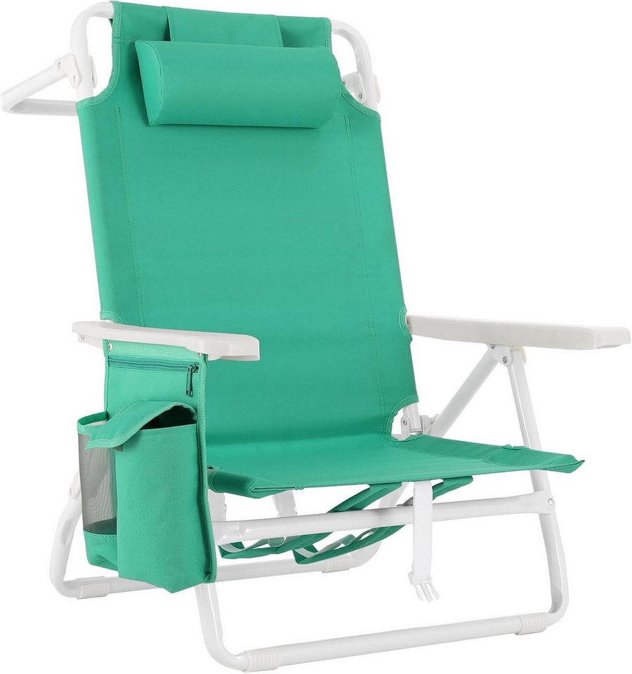 TLGREEN Campingstuhl 5-Fach verstellbare Strandstuhl, (Outdoor Faltstuhl mit Verstellbarer Hohe Rückenlehne, Eisbeute, 1 St), bis 150 kg belastbar