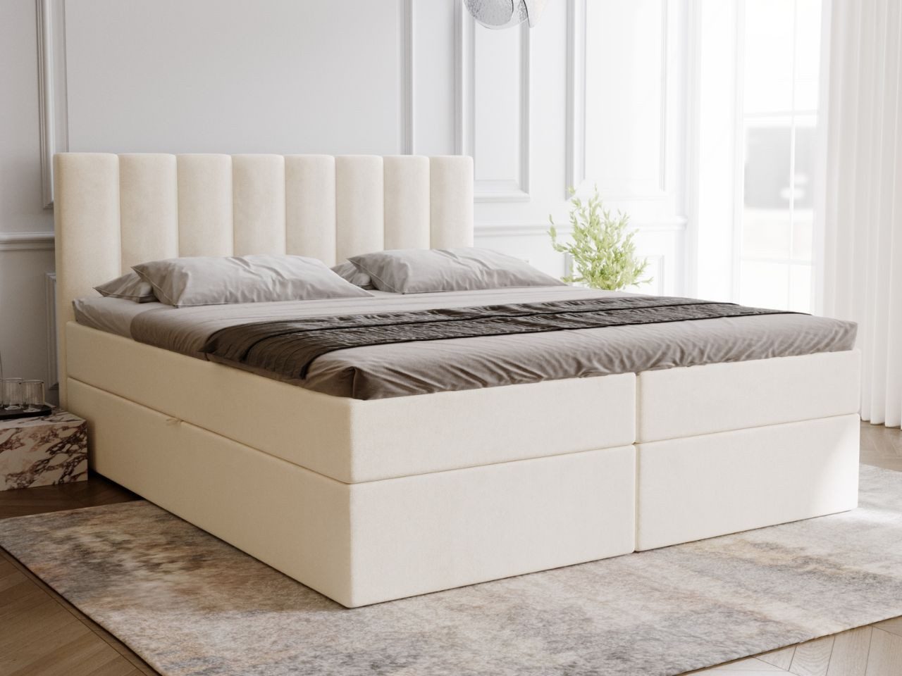 GrainGold Boxspringbett Mocca (Set, Boxspringbett, Bettkästen, Topper), mit zwei Bettkästen und Topper, Bonell-Matratze, Modern Stil