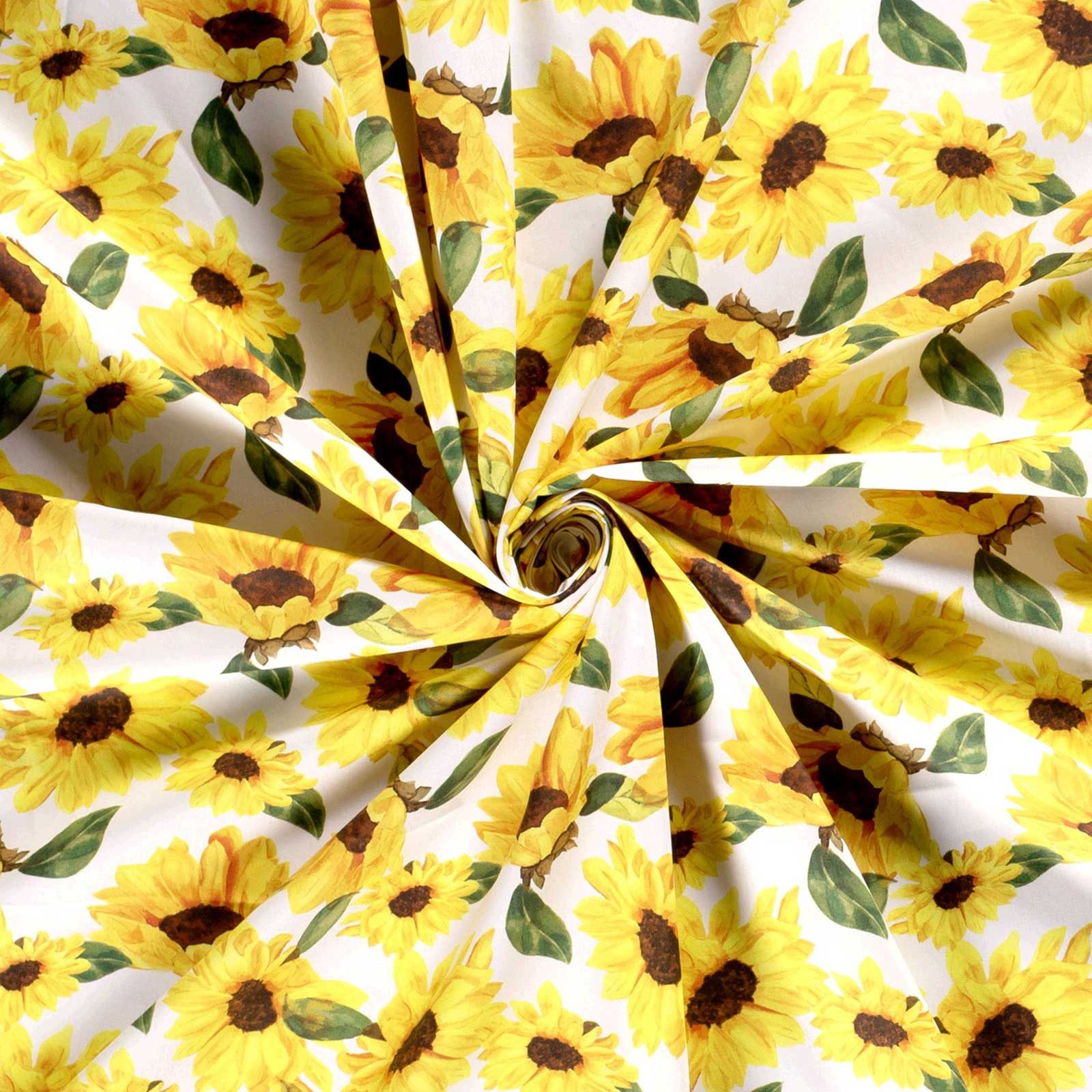 maDDma Stoff Popeline Baumwollstoff Blumen ab 100x145cm, Sonnenblume