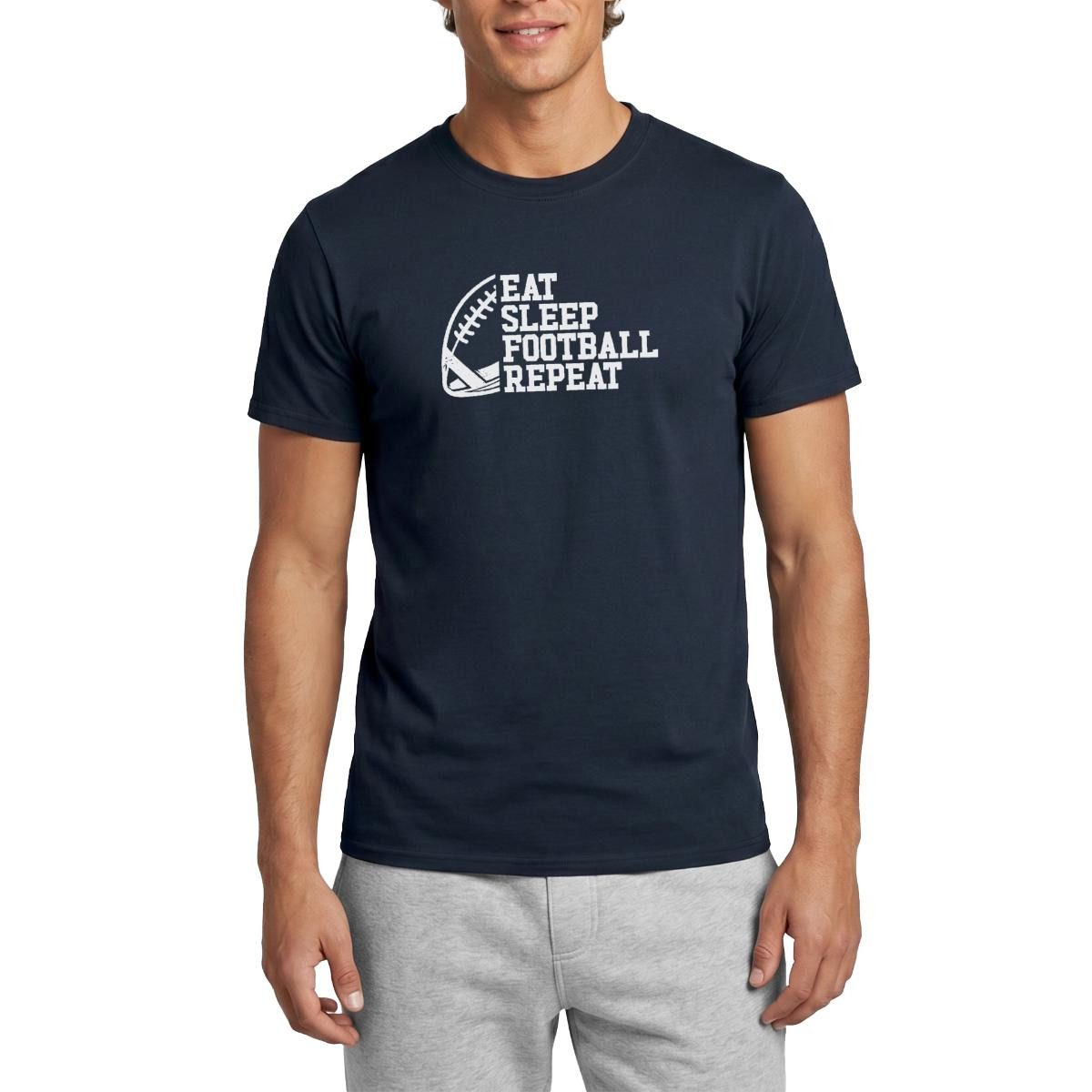 Spreadshirt T-Shirt Eat Sleep Football Repeat Männer T-Shirt (1-tlg)