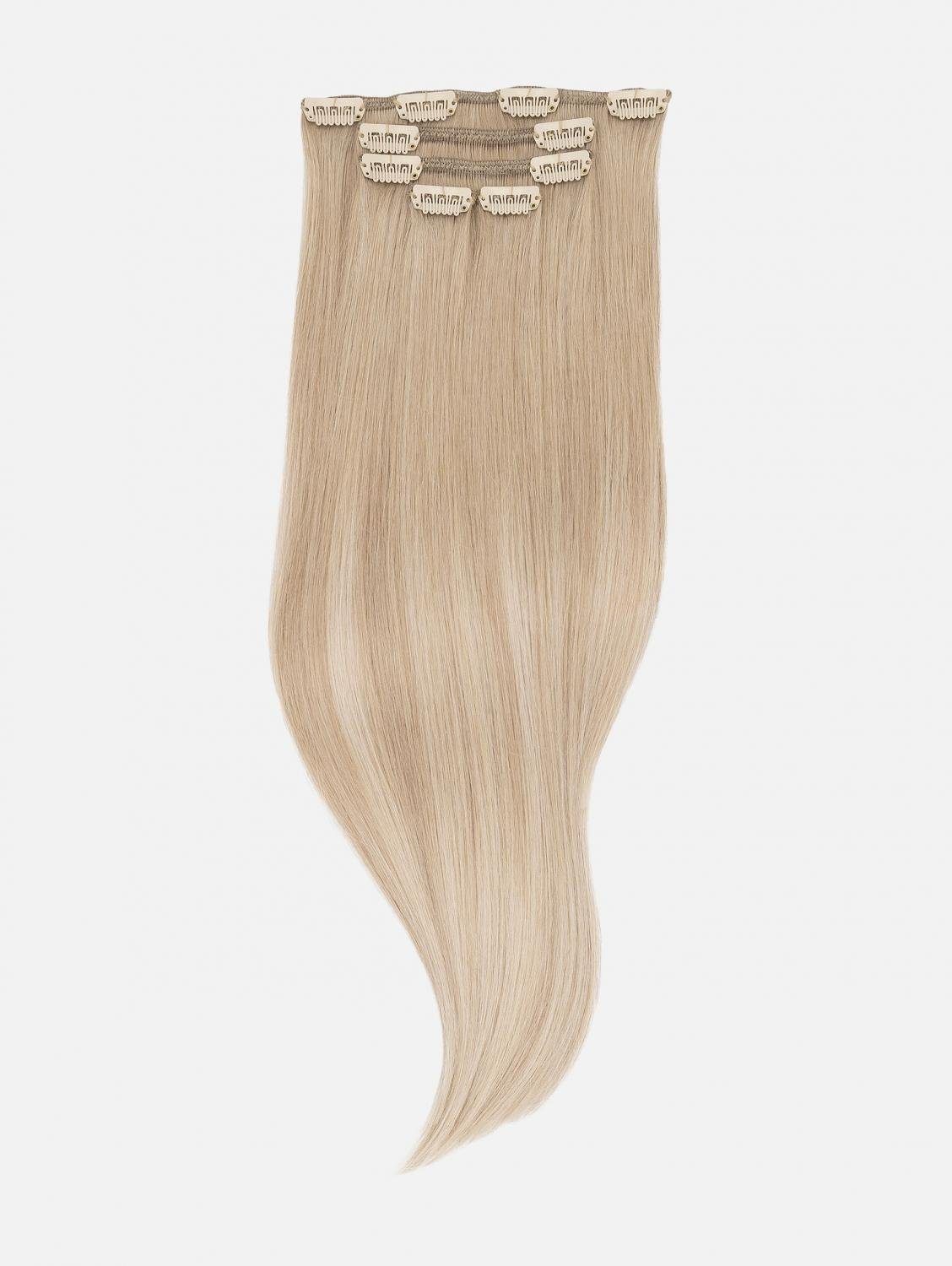 Echthaar 50cm, Echthaar NATURAL Echthaar-Extension Haarverlängerung #B18/24A Balayage 5-teilig Clip-In Balayage) - EH Extensions Blonde (Honey -