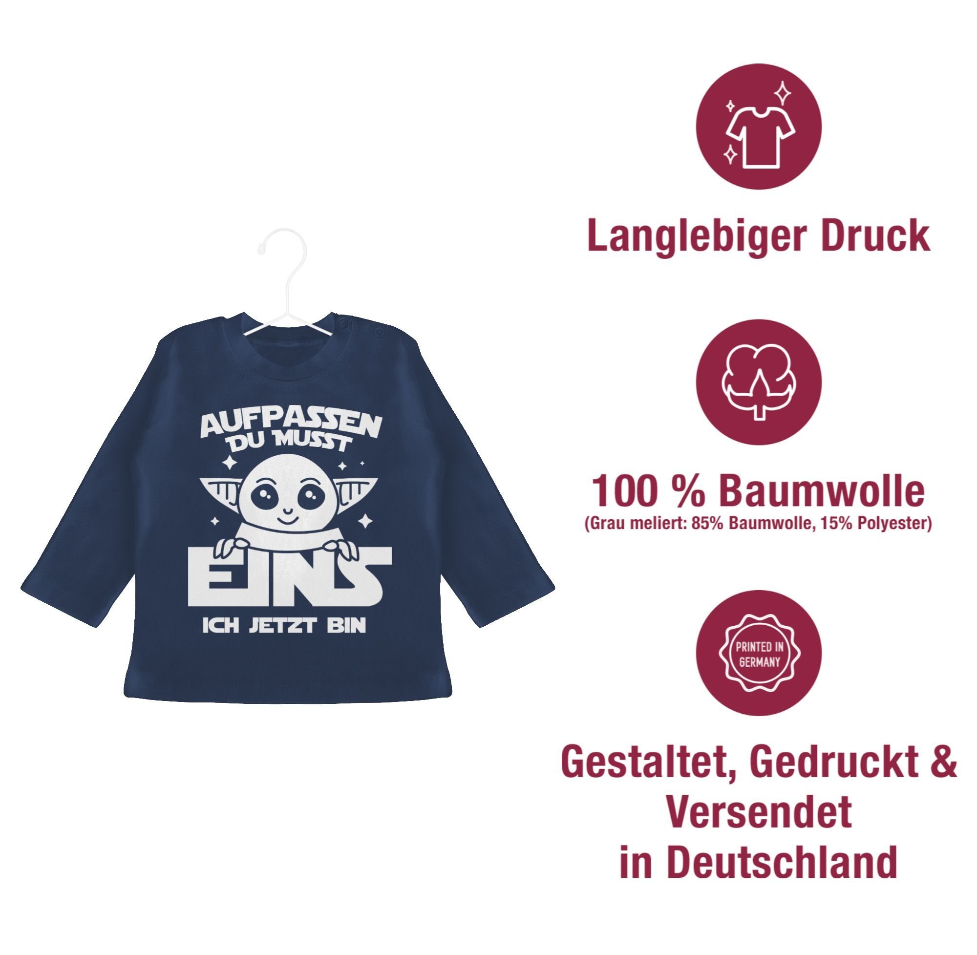 2 Navy musst Aufpassen du jetzt ich Shirtracer Geburtstag Blau eins 1. T-Shirt bin