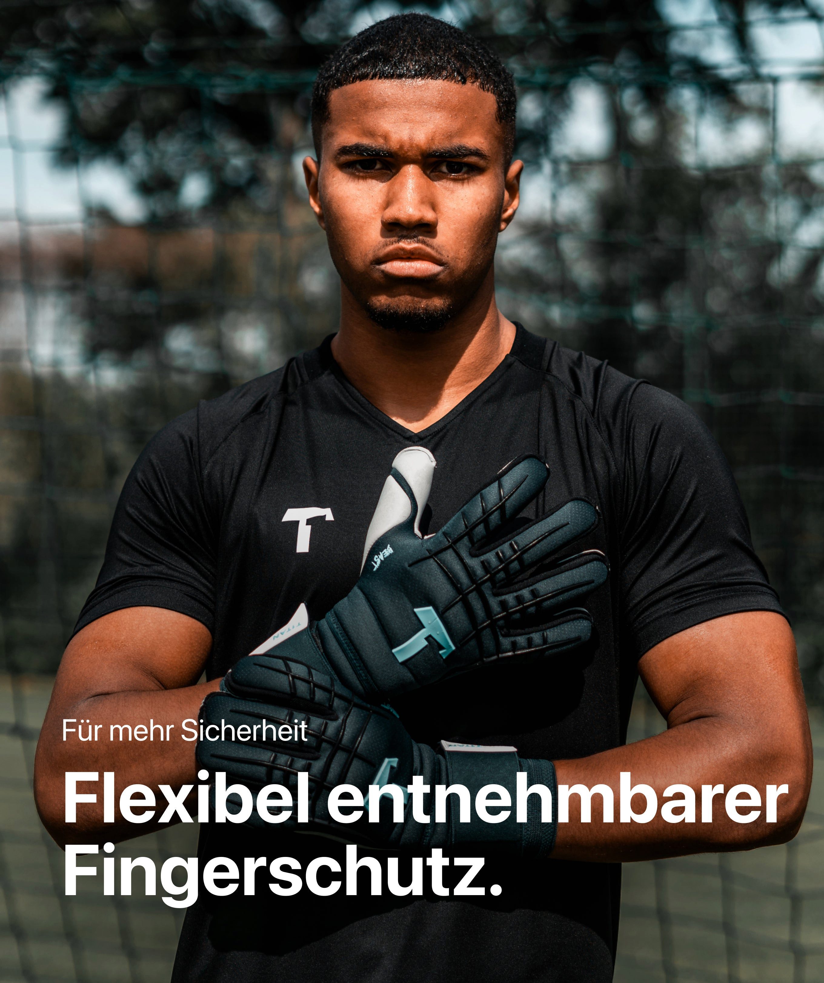 T1TAN Torwarthandschuhe Torwarthandschuhe Erwachsene Petrol Beast 3.0 mit Fingerschutz