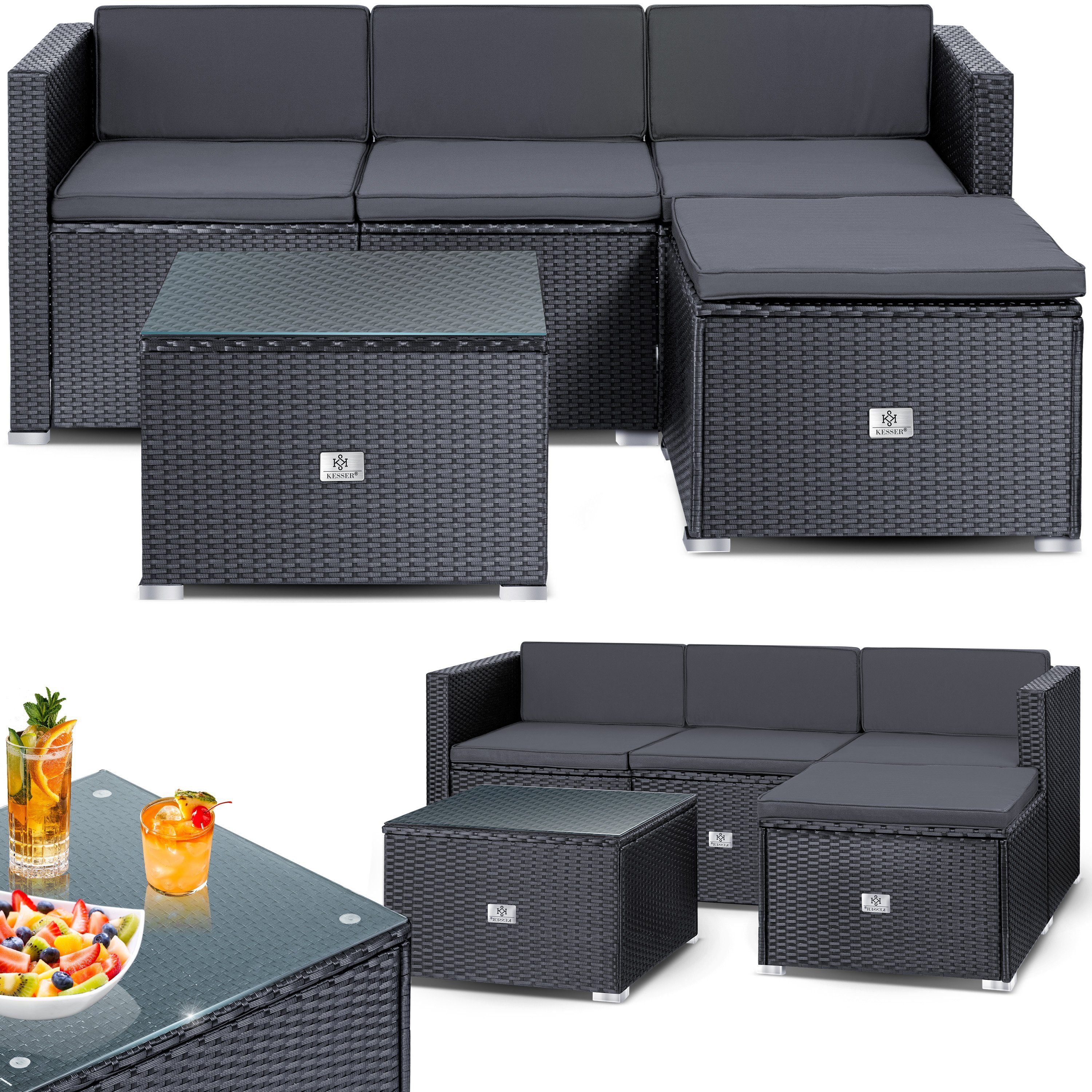 KESSER Gartenlounge-Set, KESSER® Polyrattan Lounge - 3er - für Garten, Terr günstig online kaufen