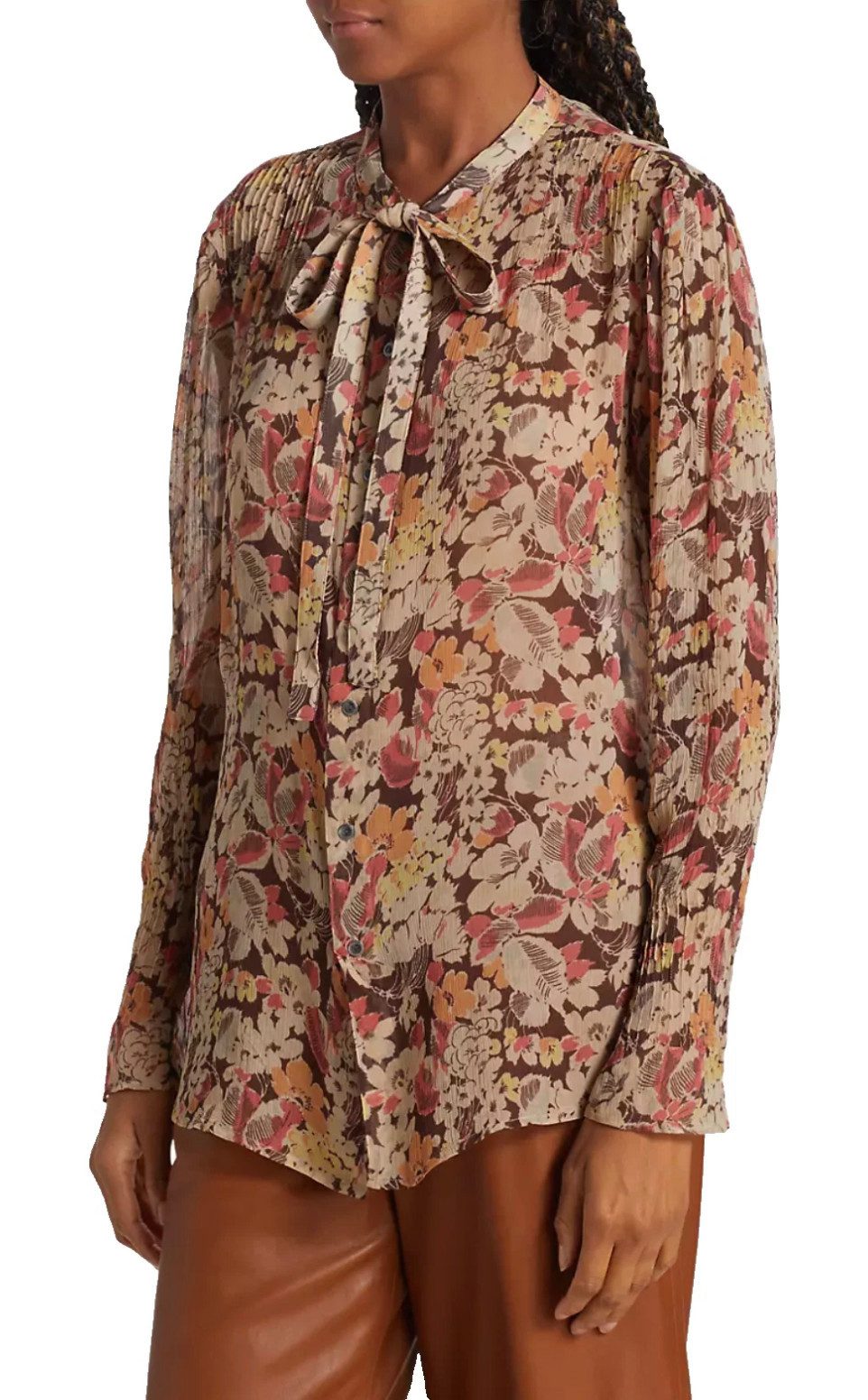 Polo Ralph Lauren Blusentop Boho Chic Bluse Georgette Schleifenbluse Hemdbluse Schmalem Bandkragen und Bindeschleife für variable Looks