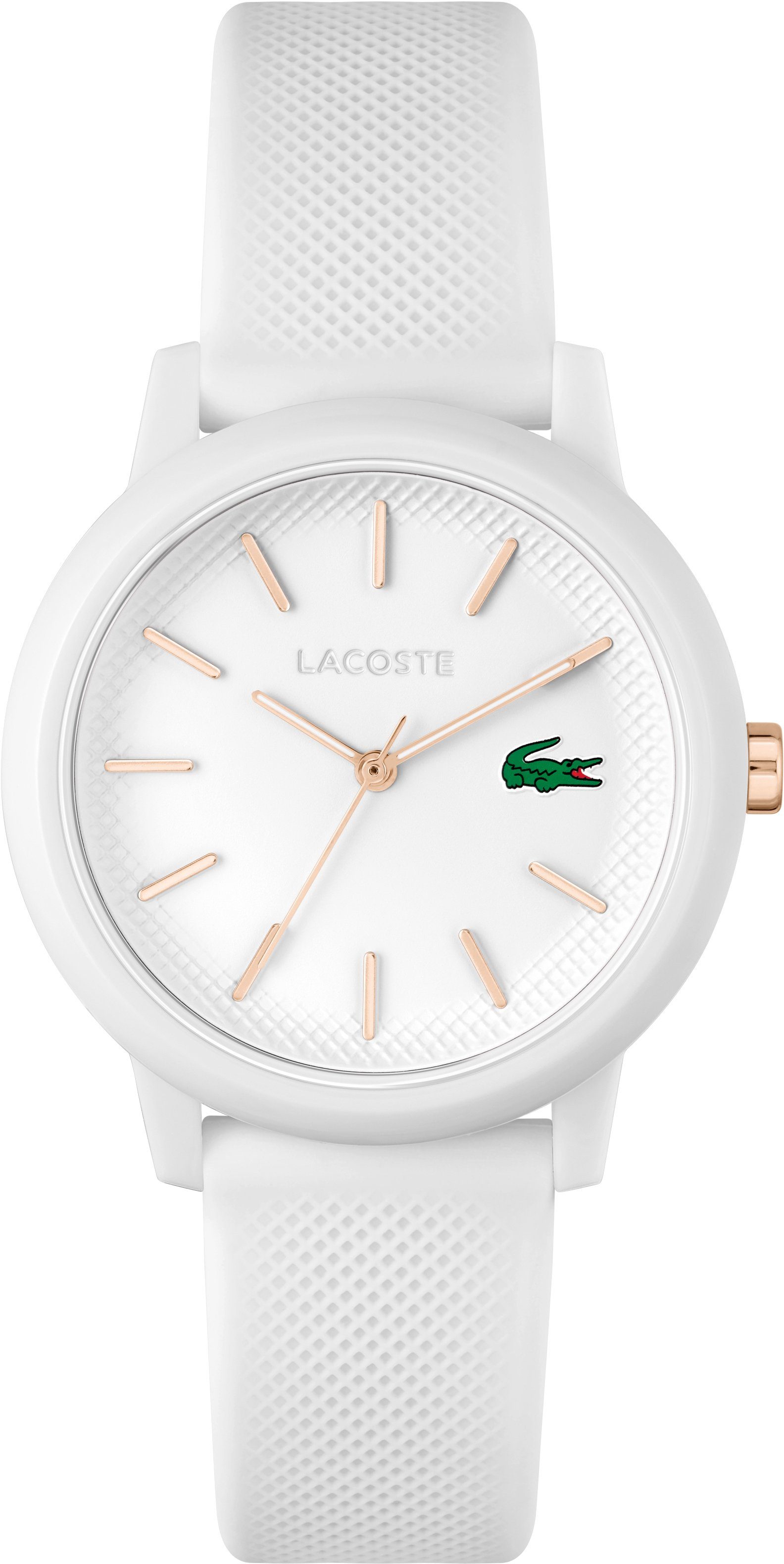 Lacoste Quarzuhr LACOSTE.12.12 2001211, Armbanduhr, Damenuhr, Mineralglas, analog, Silikonarmband