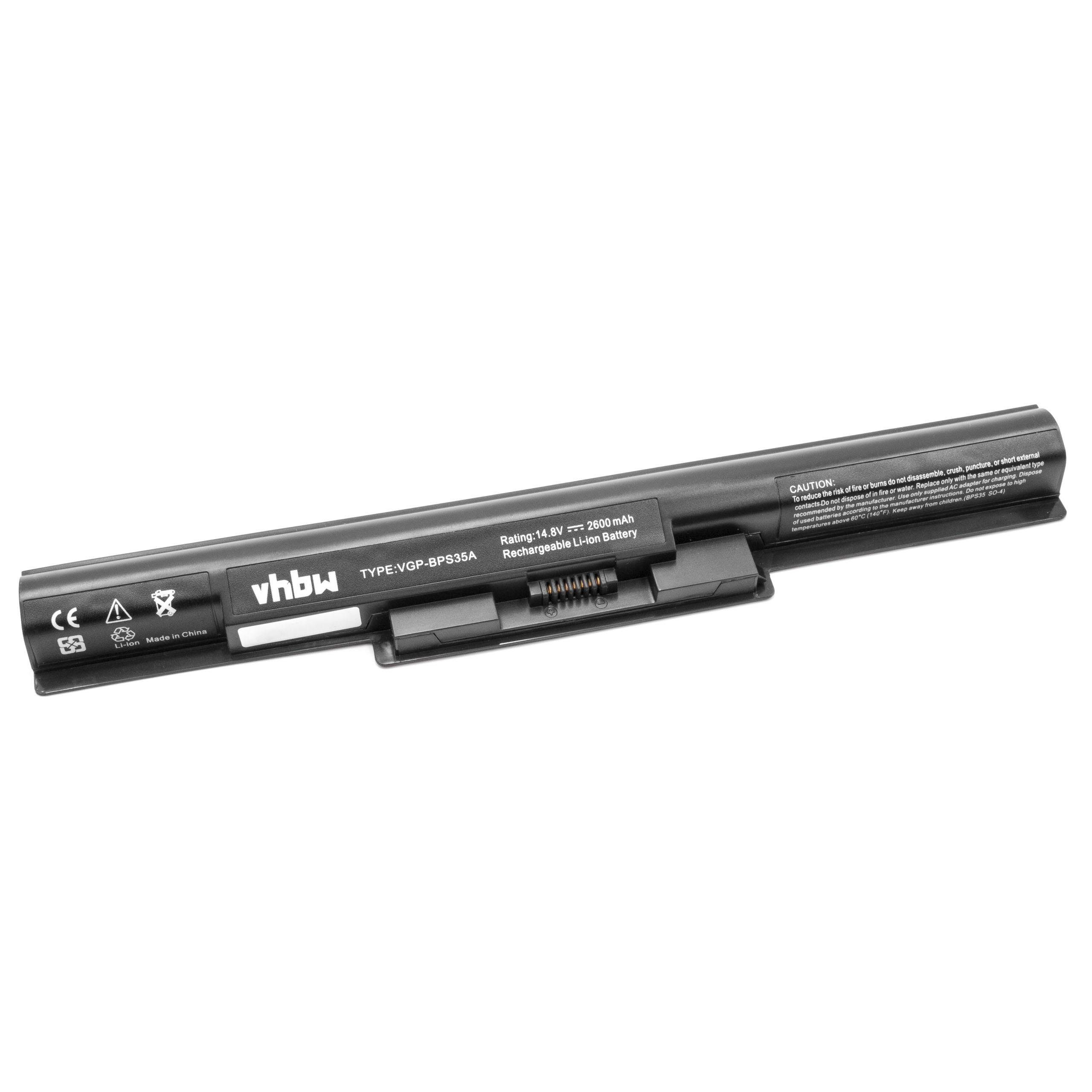 vhbw passend für Sony Vaio Laptop-Akku 2600 SVF1421S1EB, SVF1421P2EB, SVF1421P2EW, mAh