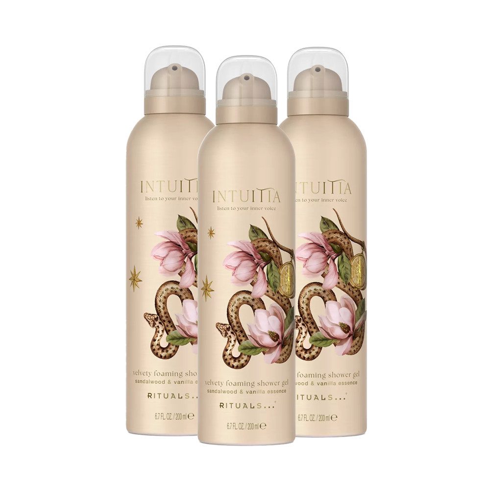 Rituals Duschgel Rituals Intuitia Velvety Foaming Shower Gel 3er Bundle – 3× 200 ml, 3-tlg., 3× Velvety Foaming Shower Gel – reichhaltiger Schaum & Duft