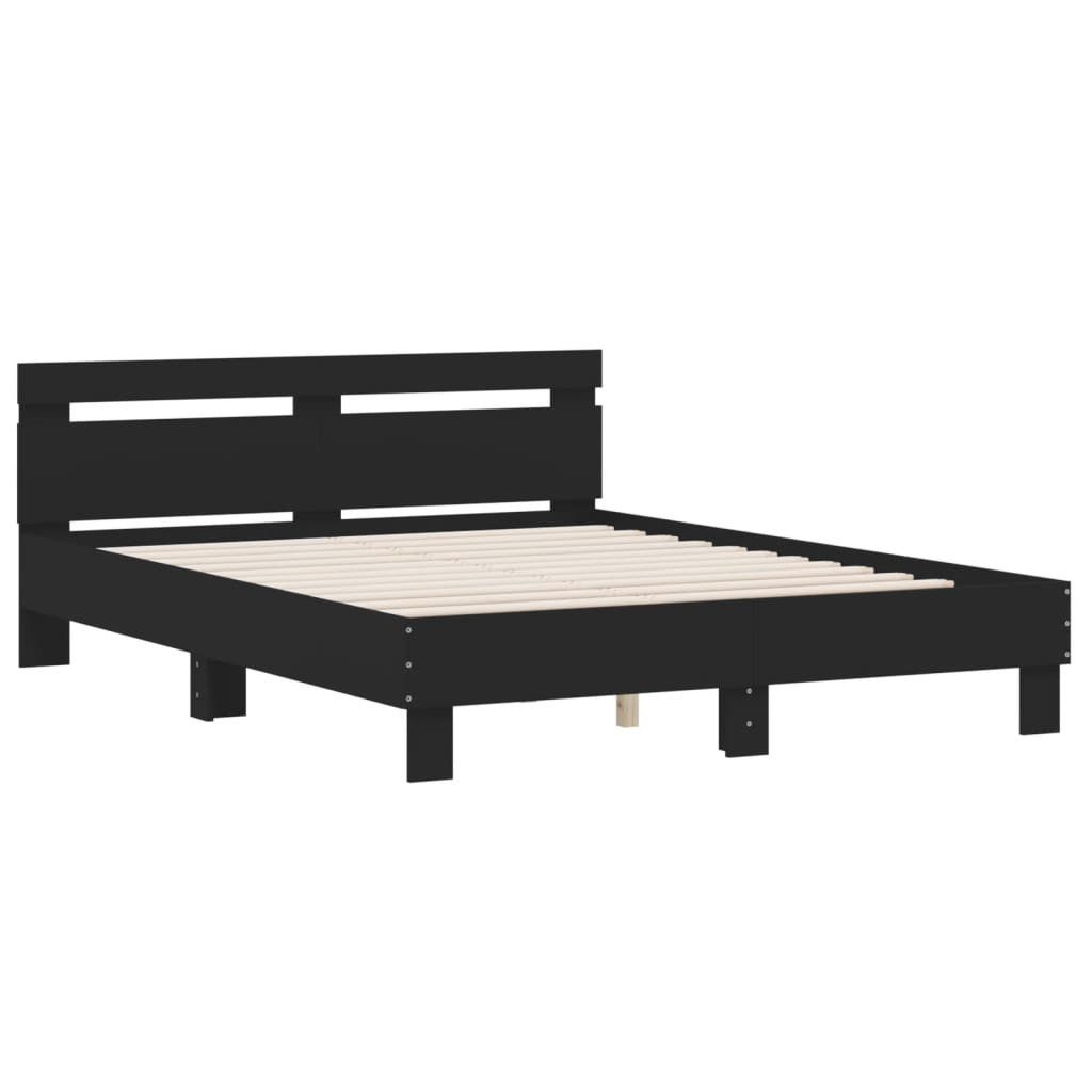 furnicato Bettgestell mit Kopfteil Schwarz 140x200 günstig online kaufen