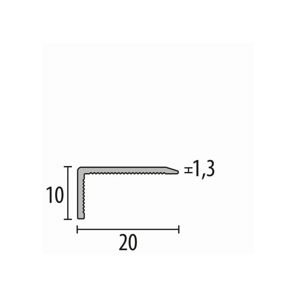 Küberit Treppenkantenprofil 10 x 20 x 1000 mm Winkelprofil Sand Ungebohrt Aluminium