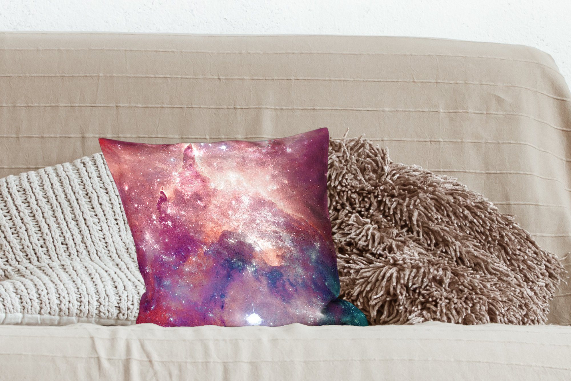 Universum, für MuchoWow - - Füllung Dekokissen Schlafzimmer, Deko, Sofakissen Sterne mit Zierkissen Wohzimmer, Weltraum