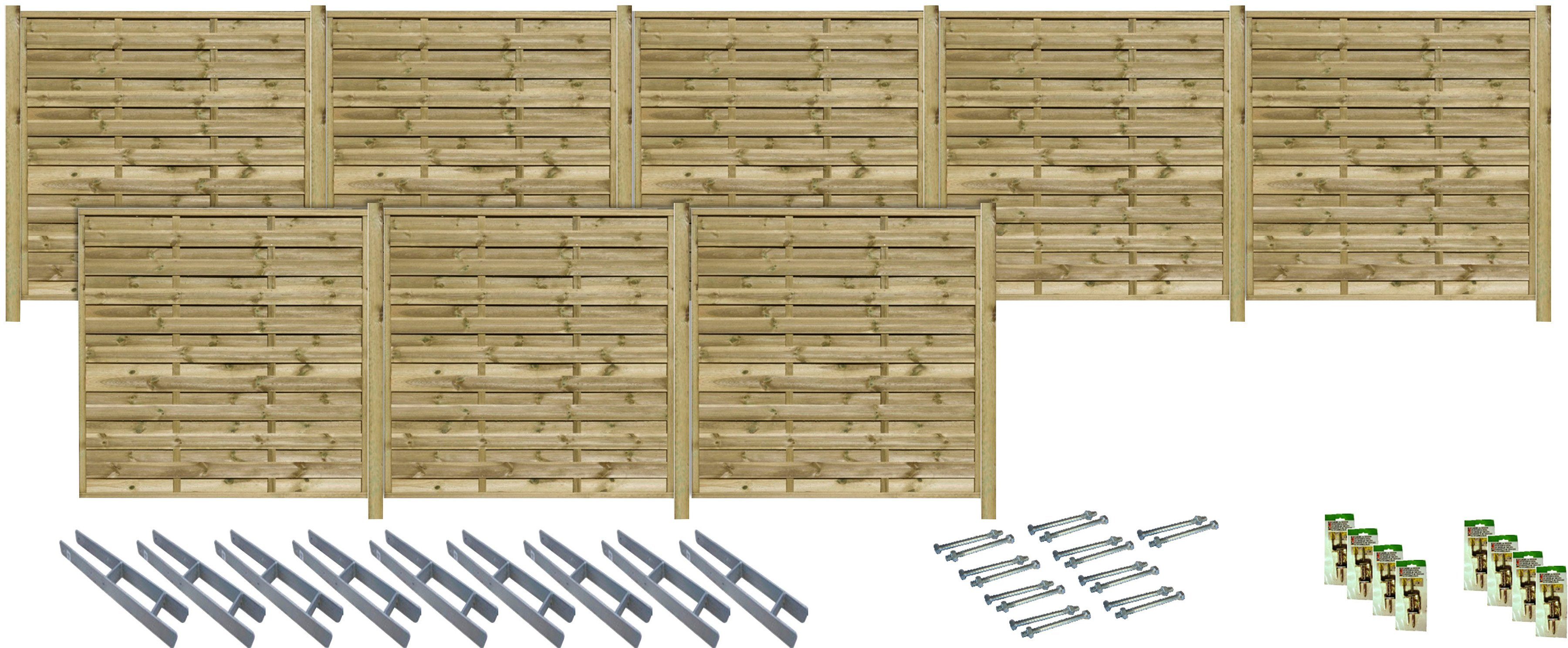 Tetzner & Jentzsch Sichtschutzelement EDMONTON 6, (Set), kesseldruckimprägniert