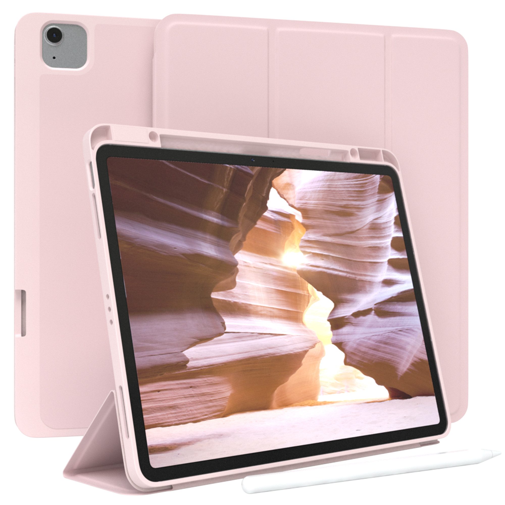 EAZY CASE Tablet-Hülle Penholder Smartcase für Apple iPad Air 13 (2025) 13 Zoll, Hülle mit Stifthalter magnetisch kratzfeste Tasche zum Aufkappen Rosa