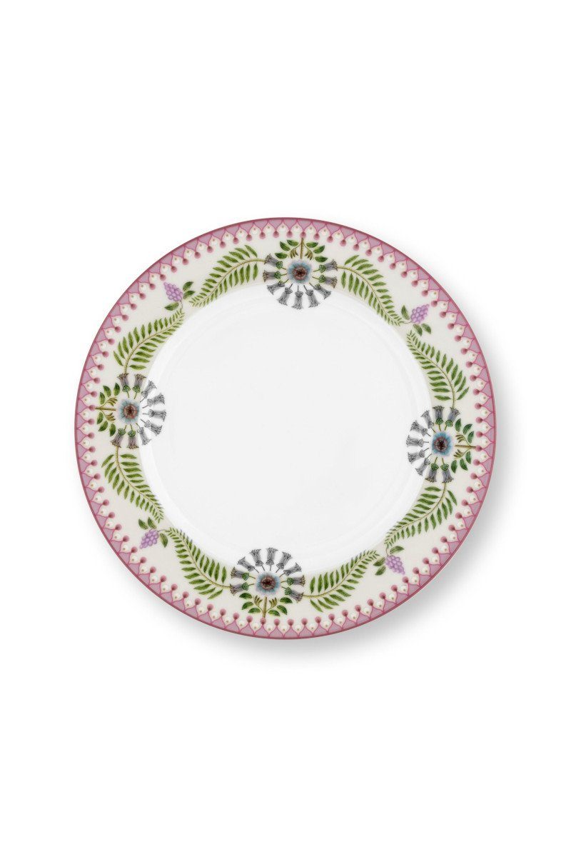 PiP Studio Frühstücksteller Lily&Lotus Frühstücksteller weiss/lila 23cm, Plate Lily&Lotus Off White 23cm