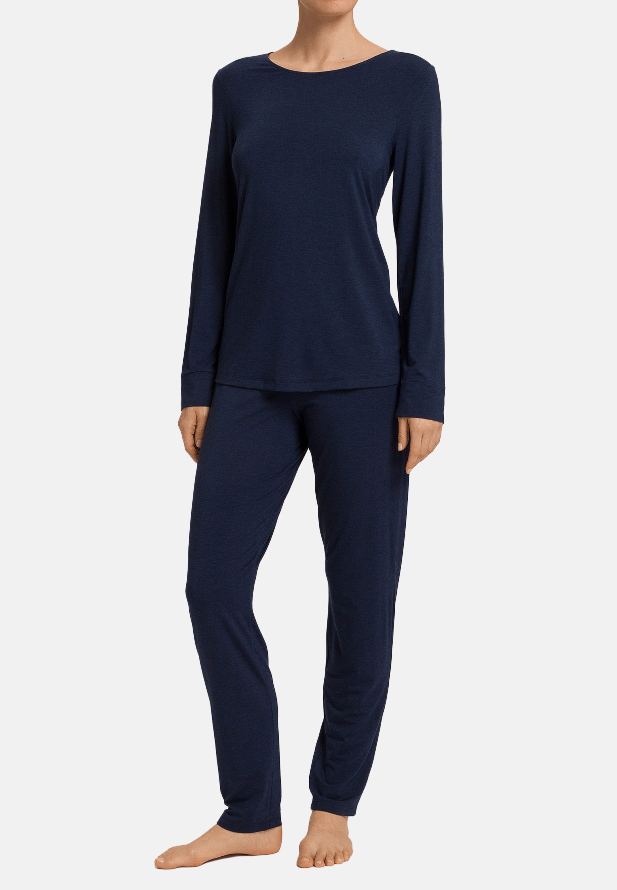 Hanro Pyjama Natural Elegance (Set, 2 tlg) Pyjama - Thermoregulierend - Set aus langer Hose und Langarm Shirt