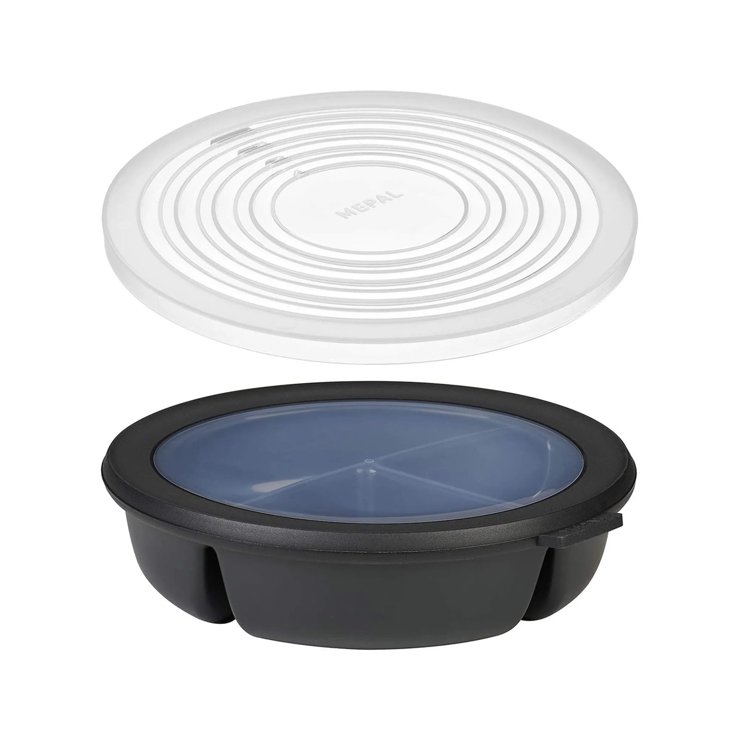 Mepal Lunchbox Bento-Schüssel Starter-Set mit 3 Fächern und Mikrowellendeckel, Polypropylen (PP), Thermoplastische Elastomere (TPE), Luftdichte Frischhaltedose, Meal-Prep & Vorrat, Nordic Black