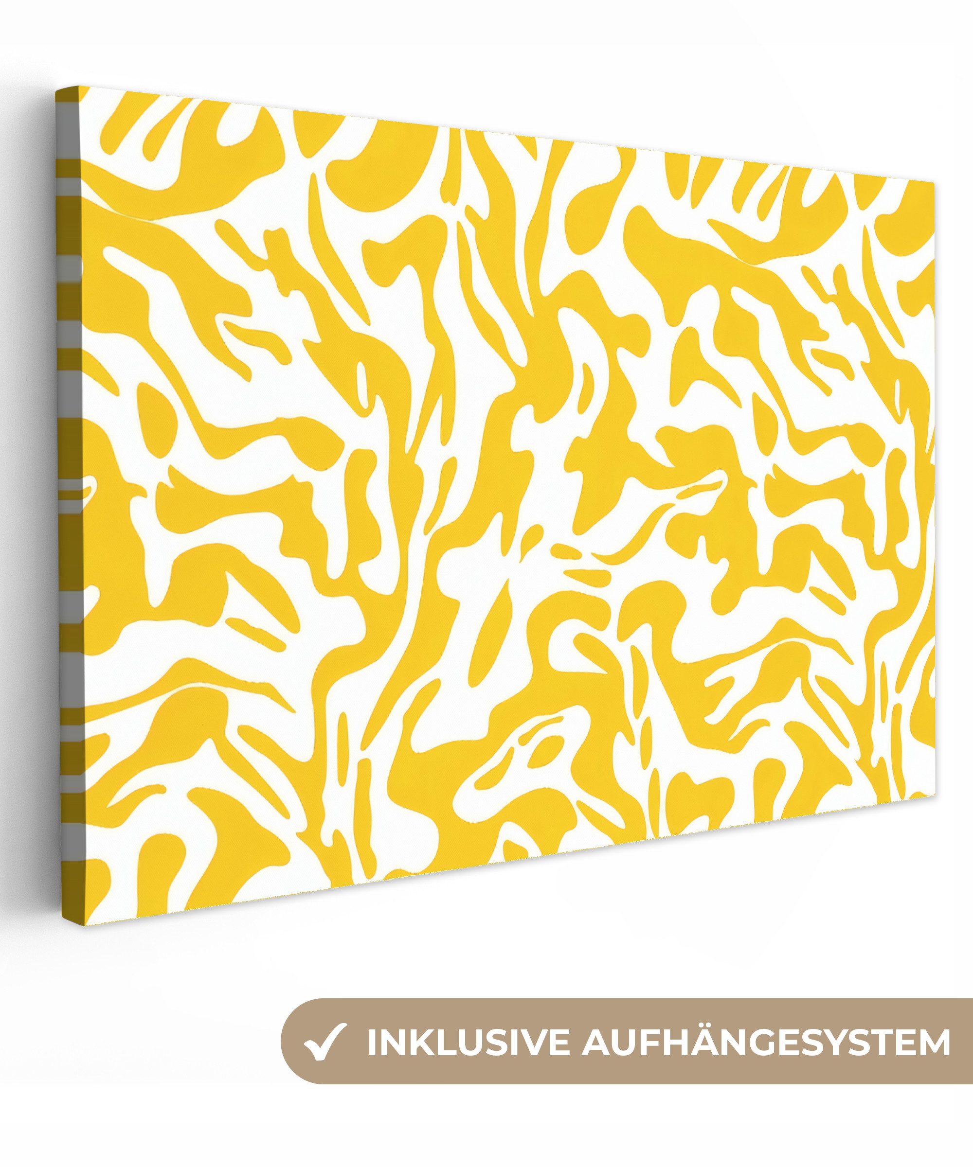 OneMillionCanvasses® Leinwandbild Formen - Weiß - Abstrakt, Fotodruck (1 St), Leinwand Bilder Klein, Wand Dekoration Aesthetic 30x20 cm