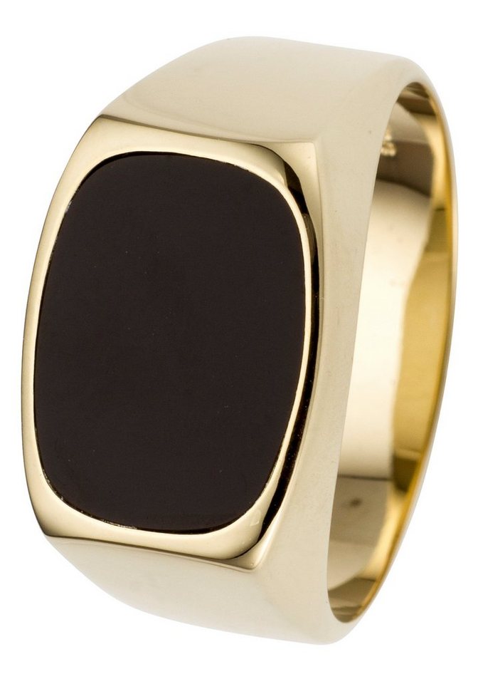 JOBO Fingerring, 585 Gold mit Onyx, Juwelierqualität der Marke JOBO