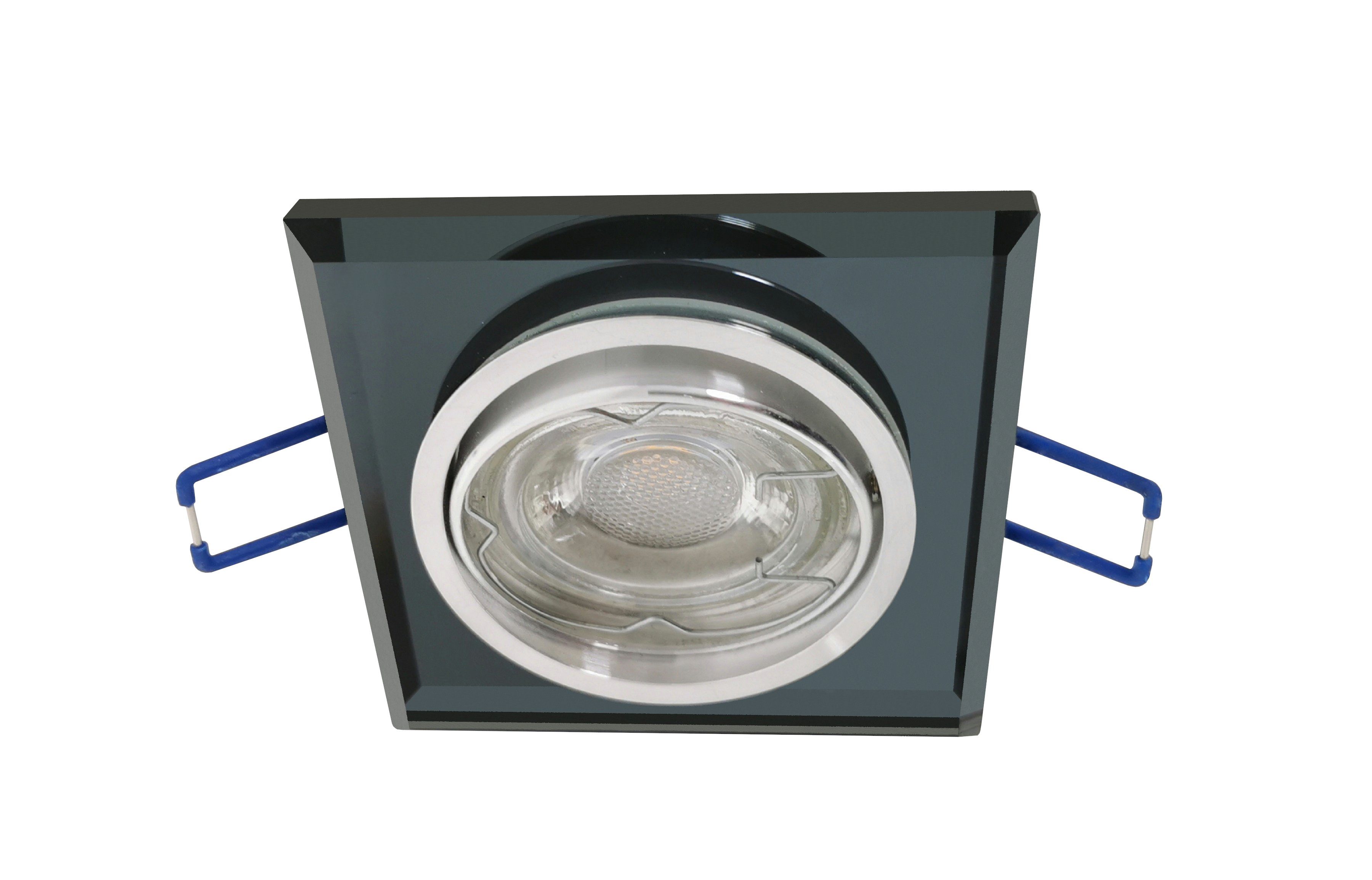 TRANGO LED Einbauleuchte, 6er Set 6736S-06MCOBSD *BLACK CRYSTAL* LED Deckenstrahler aus schwarzem handgeschliffenem Glas & Alu inkl. 6x 3-Stufen dimmbar Ultra Flach LED Modul, 3000K warmweiß, Einbauspot, Deckenleuchte