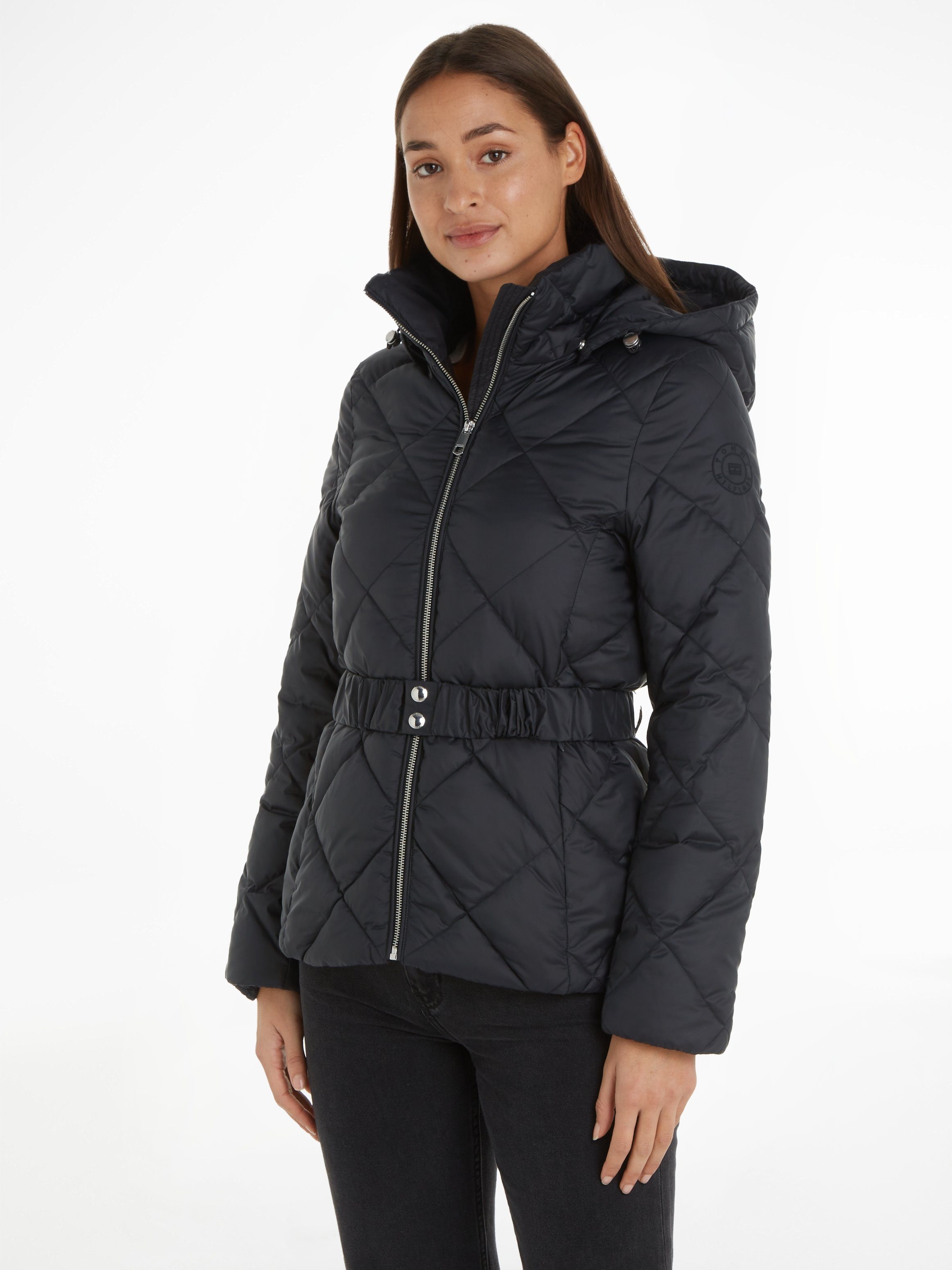 QUILTED ELEVATED Steppjacke BELTED Logostickerei mit JACKET Hilfiger Tommy