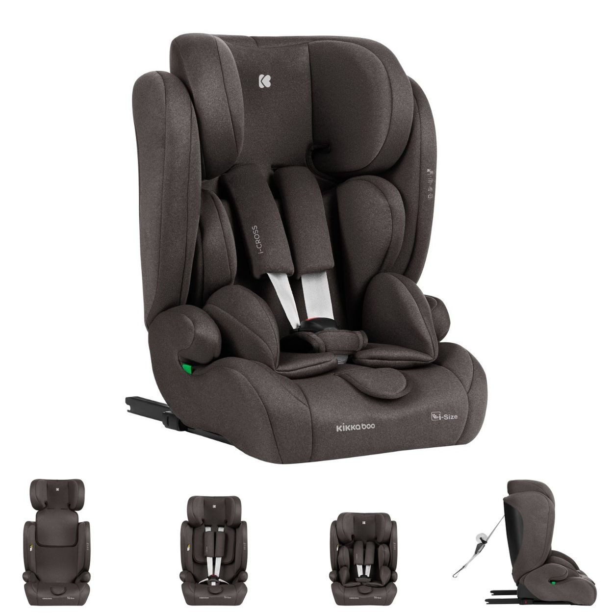 Kikkaboo Autokindersitz Kindersitz i-Cross i-Size, ab: 1.25, bis: 12, (76-150cm) Isofix Top Tether Kopfstütze Gurt