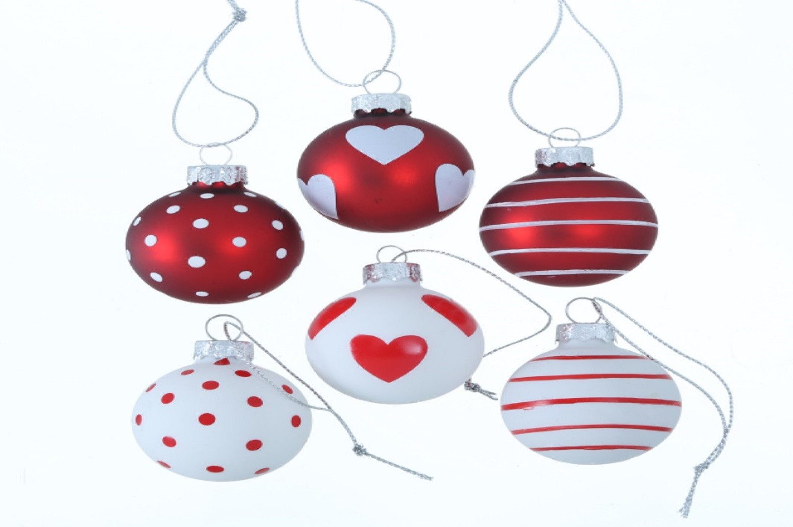 BOLTZE GRUPPE GmbH Weihnachtsbaumkugel Weihnachtskugel Lola Glas lackiert Ø 4 cm rot weiß 6er Set