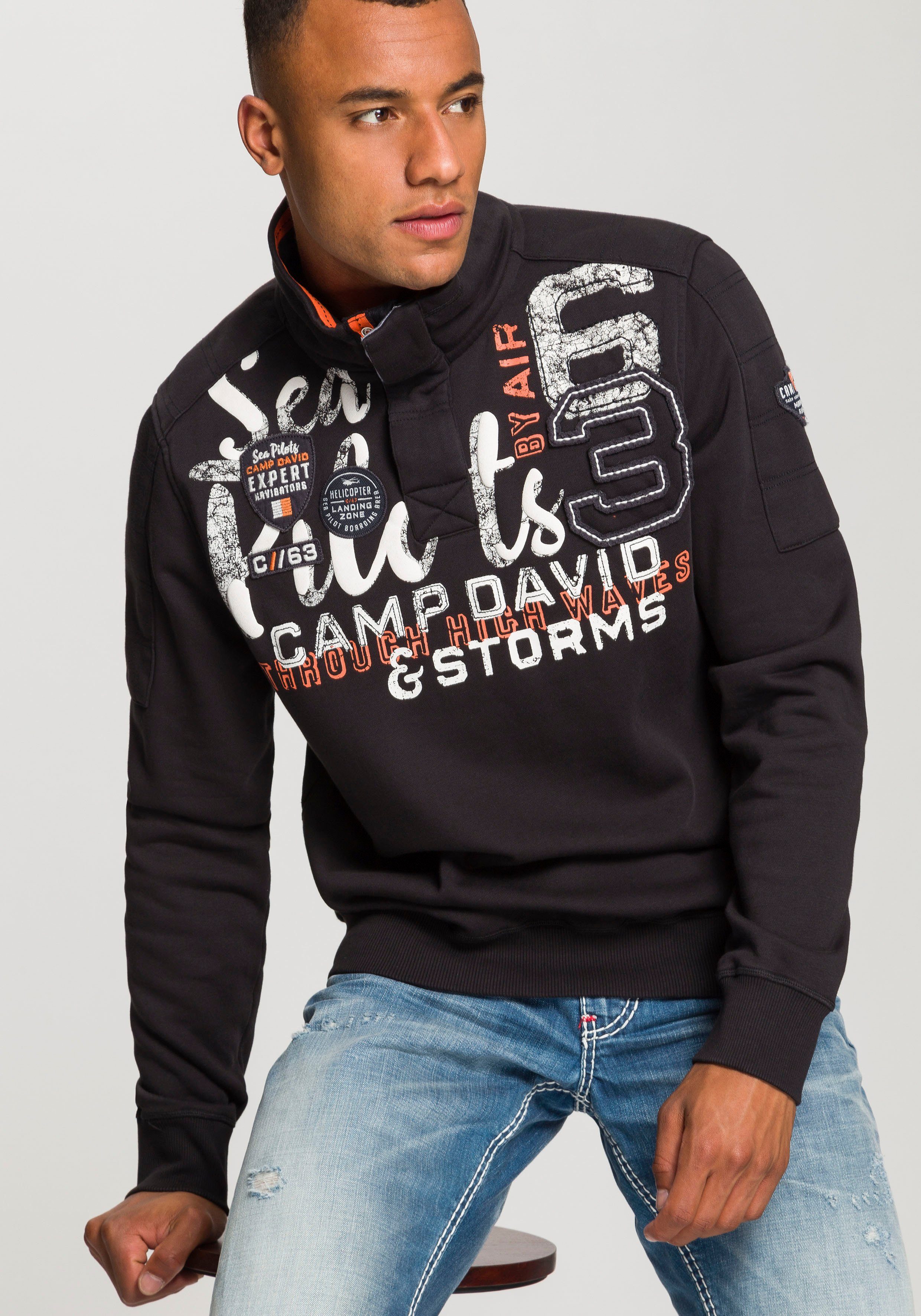 CAMP DAVID Sweatshirt mit großem Logofrontprint | OTTO